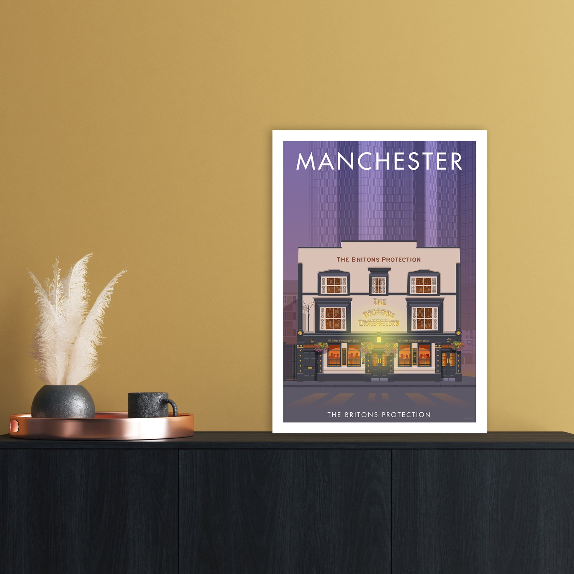 Manchester Britons Protection Art Print by Stephen Millership A2 Black Frame