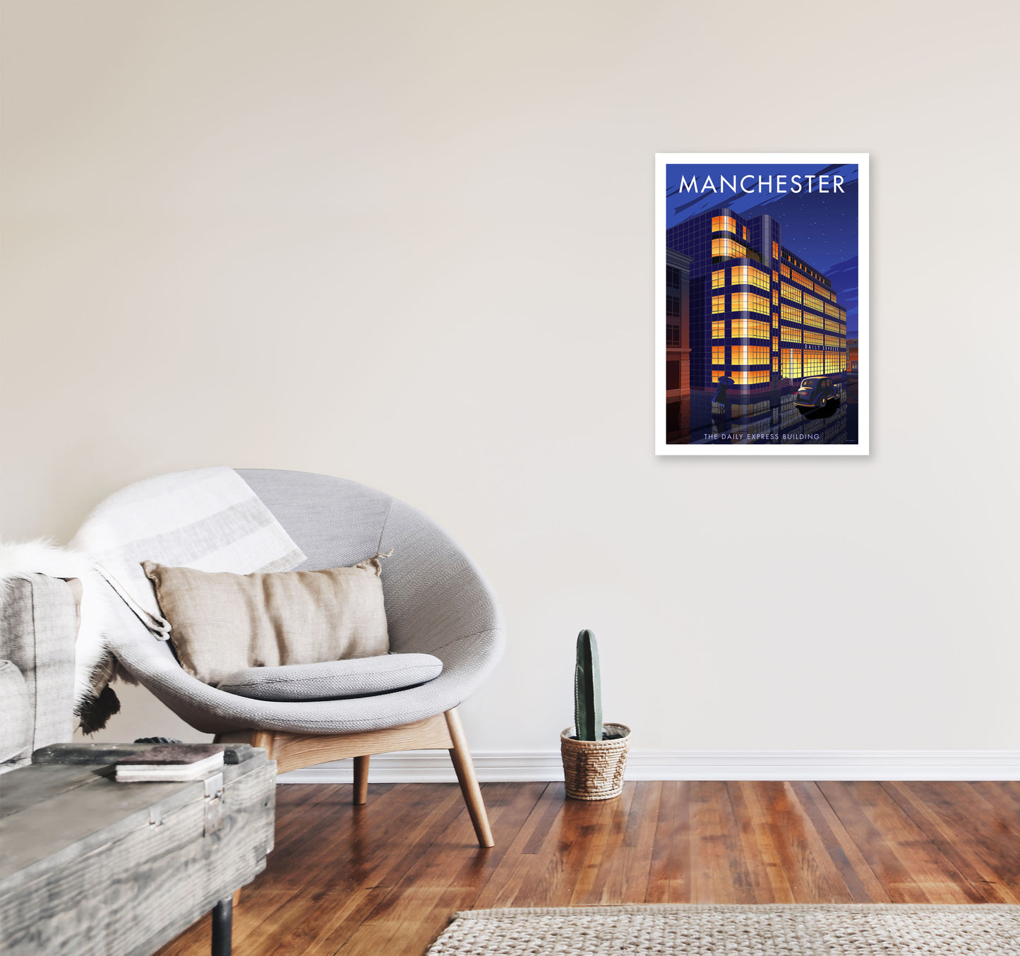 Manchester by Stephen Millership A2 Black Frame