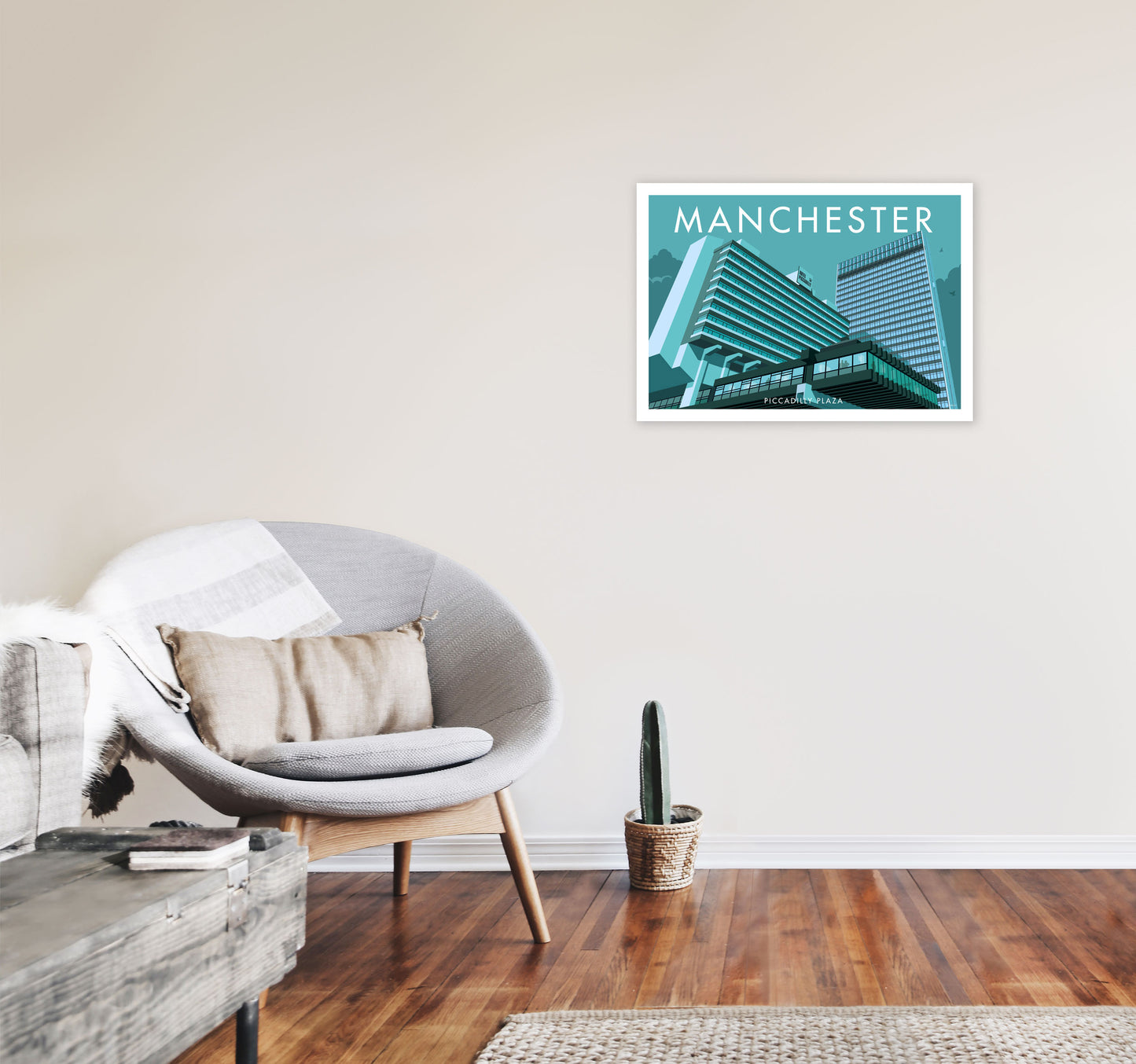 Manchester by Stephen Millership A2 Black Frame