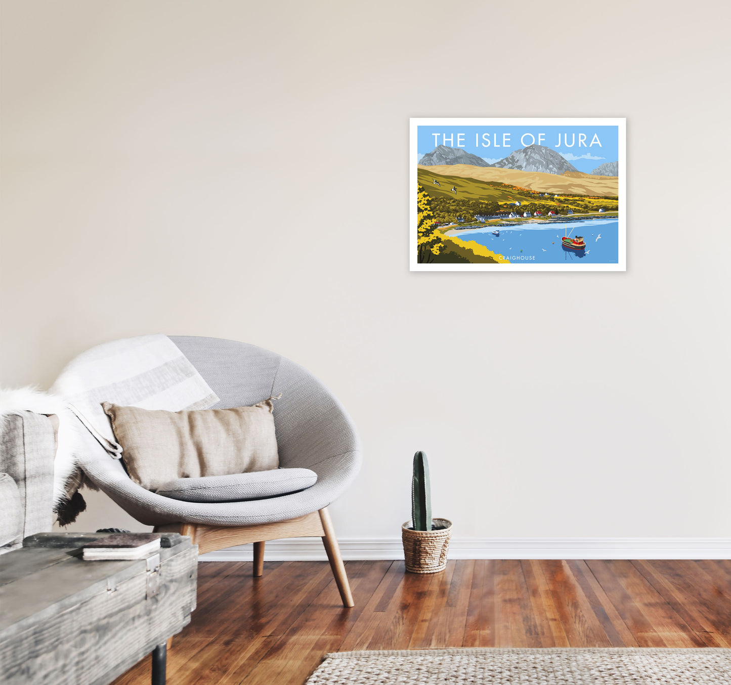 The Isle Of Jura Craighouse Art Print by Stephen Millership A2 Black Frame