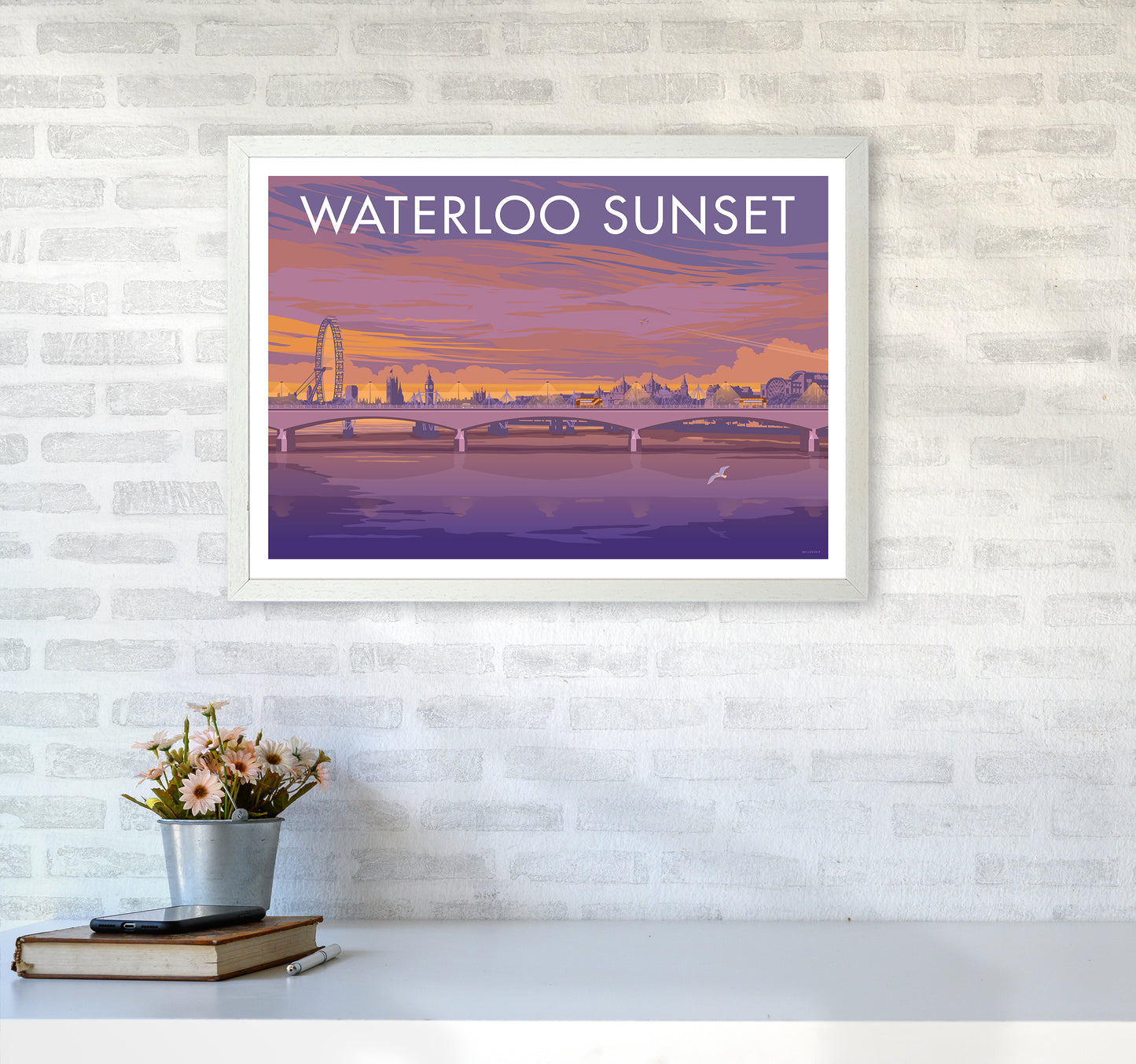 London Waterloo Travel Art Print By Stephen Millership A2 Oak Frame