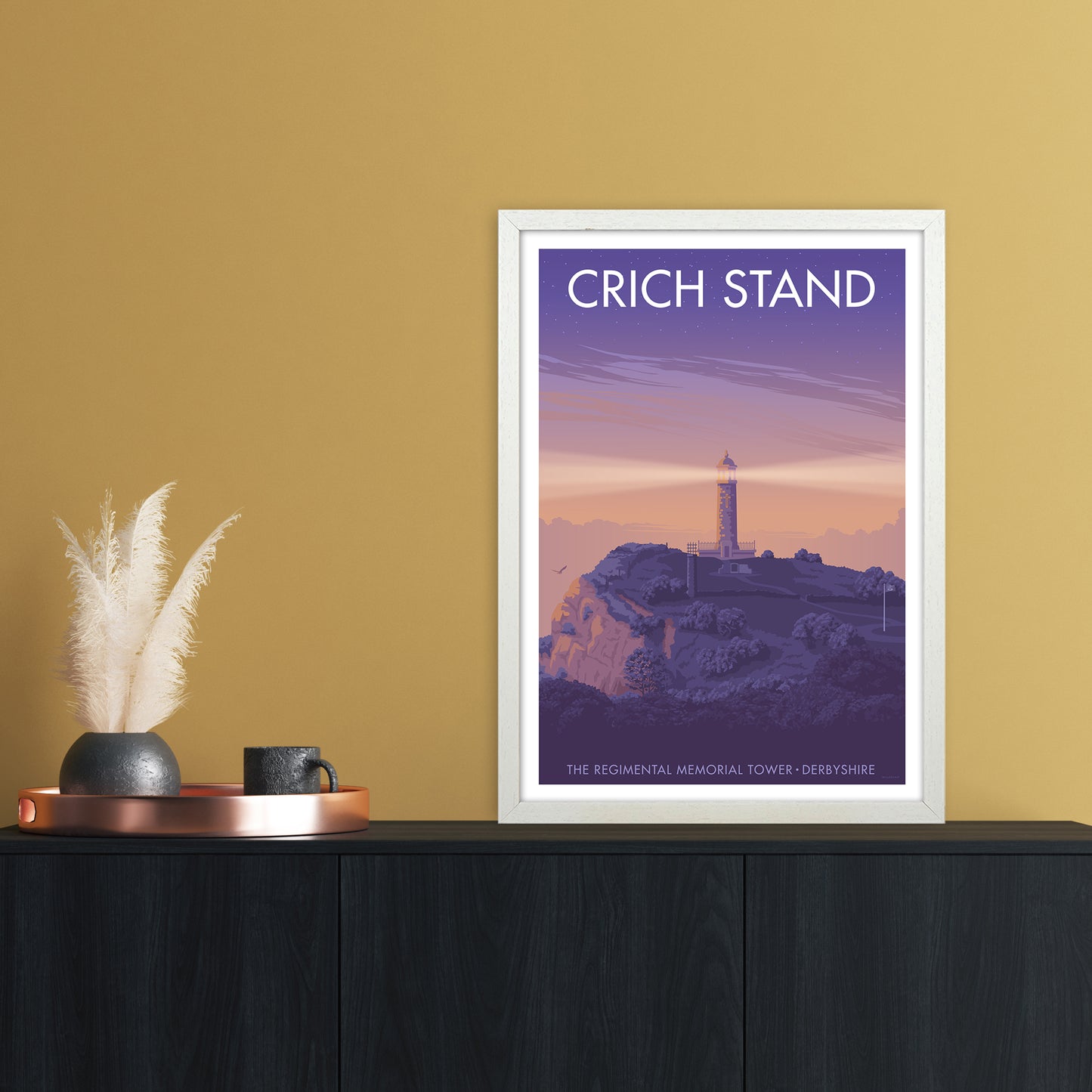 Derbyshire Crich Stand Art Print by Stephen Millership A2 Oak Frame
