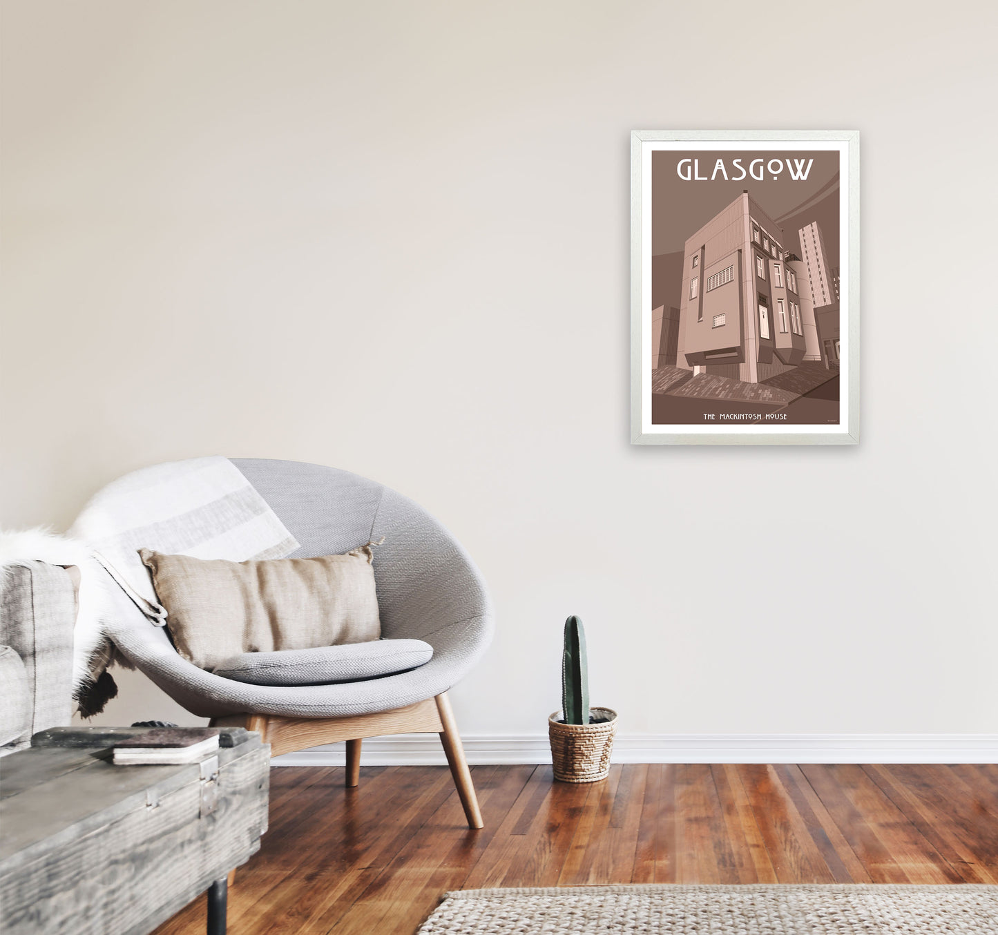 Glasgow Art Print by Stephen Millership A2 Oak Frame