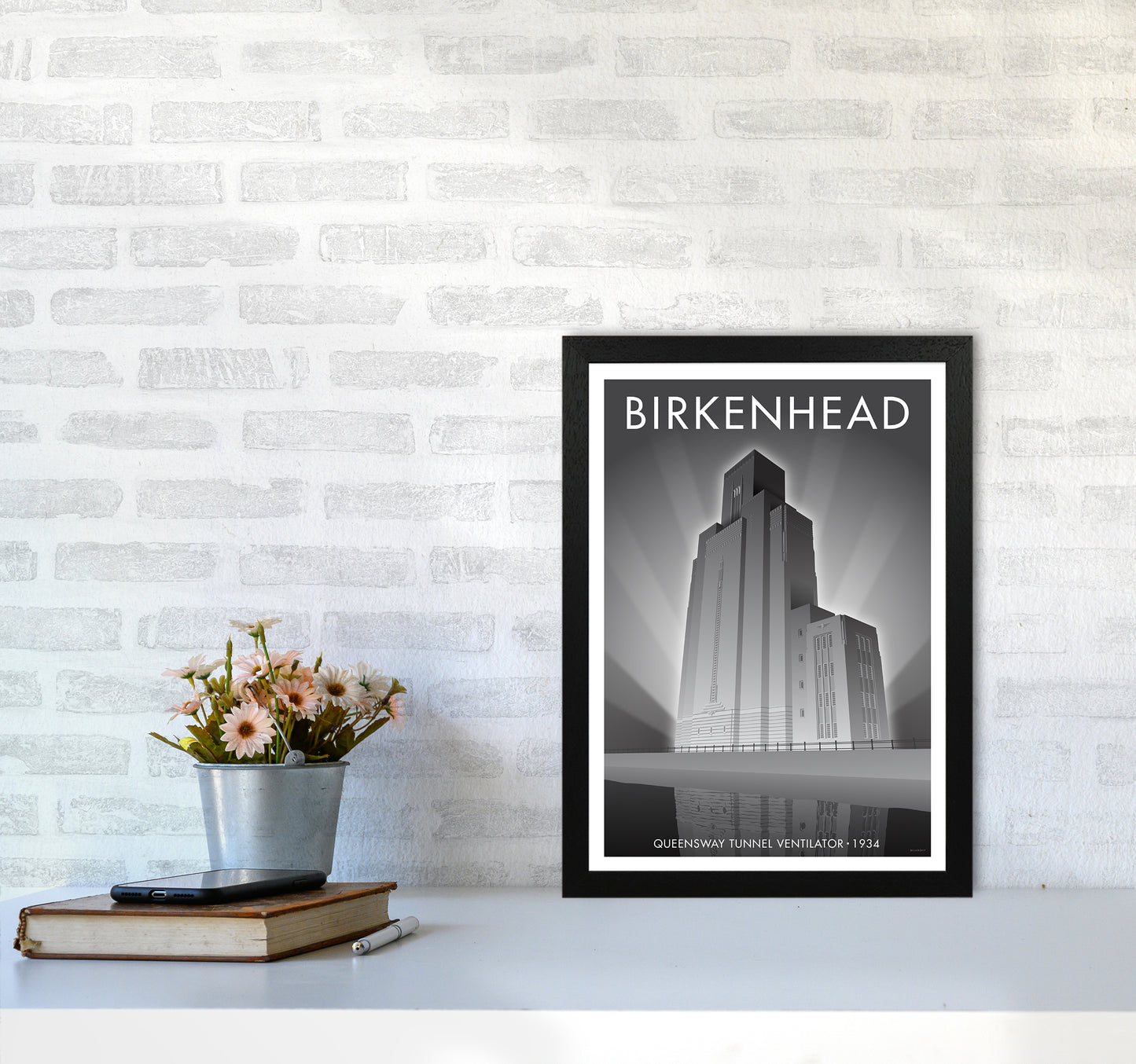 Birkenhead Queensway Tunnel Travel Art Print By Stephen Millership A3 White Frame