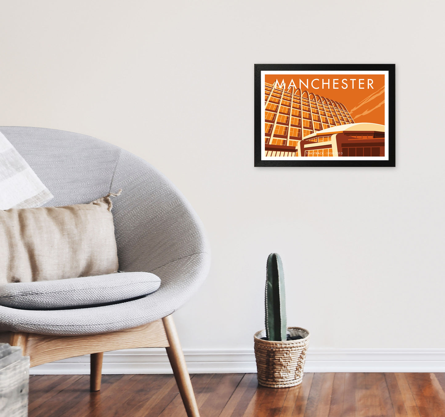 Manchester by Stephen Millership A3 White Frame