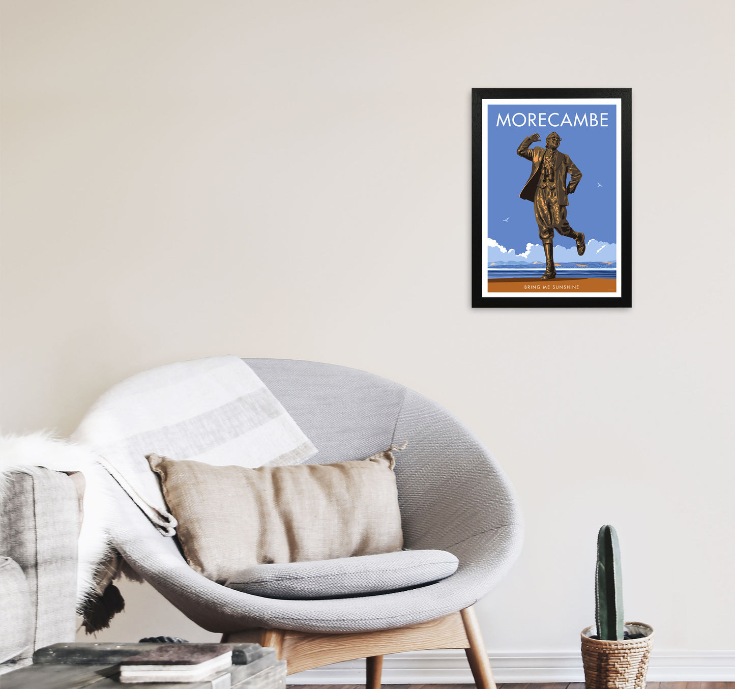 Morecambe by Stephen Millership A3 White Frame
