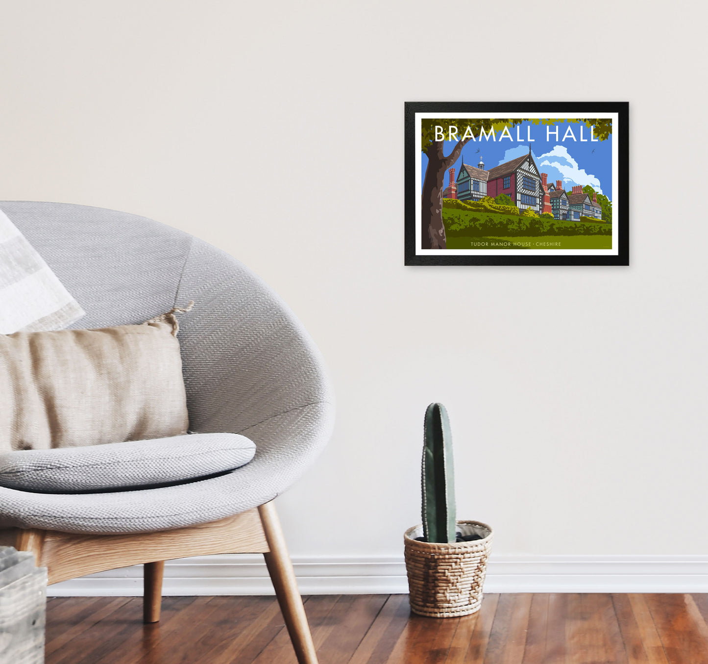 Bramall Hall by Stephen Millership A3 White Frame