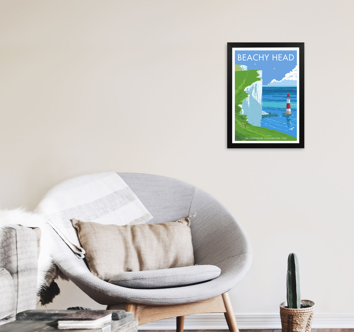 Beachy Head by Stephen Millership A3 White Frame