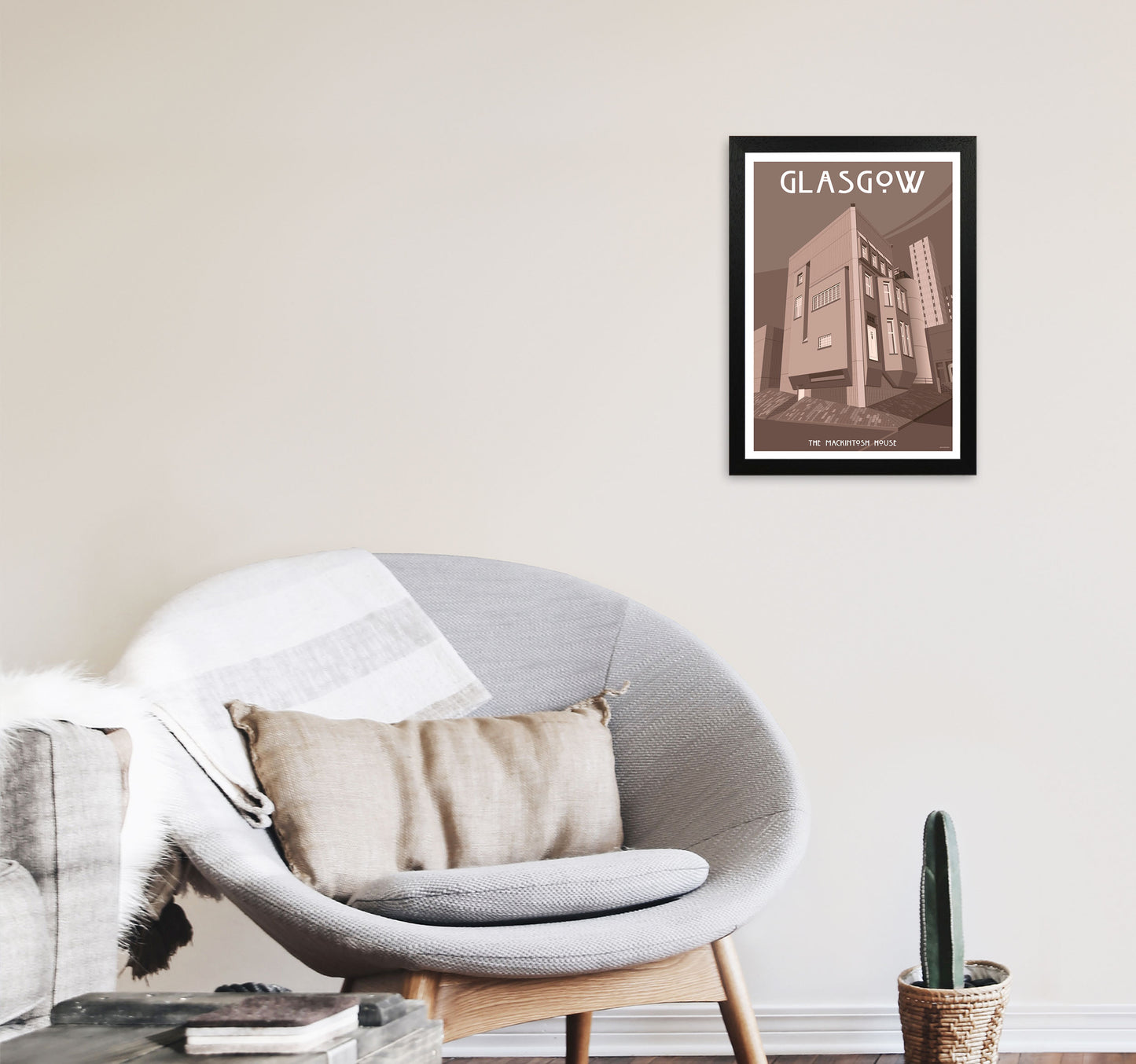 Glasgow Art Print by Stephen Millership A3 White Frame