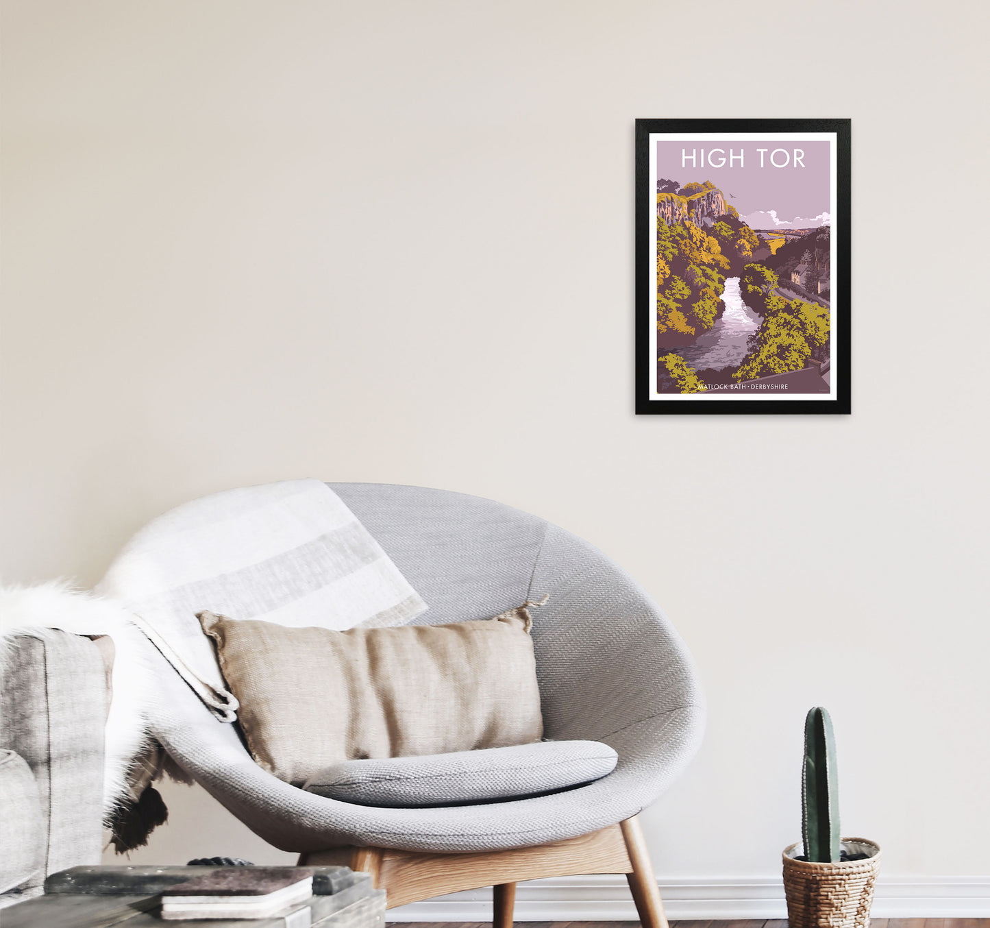 High Tor Art Print by Stephen Millership A3 White Frame