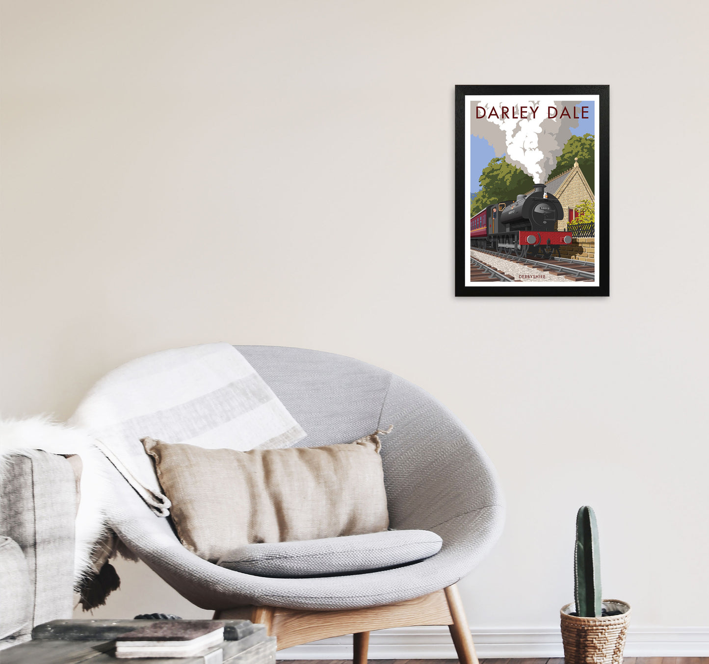 Darley Dale Derbyshire Travel Art Print by Stephen Millership A3 White Frame