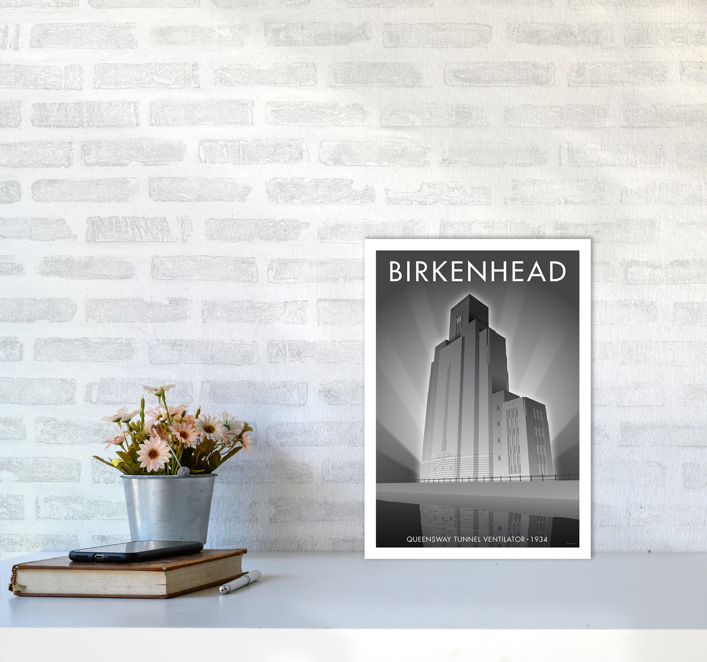 Birkenhead Queensway Tunnel Travel Art Print By Stephen Millership A3 Black Frame