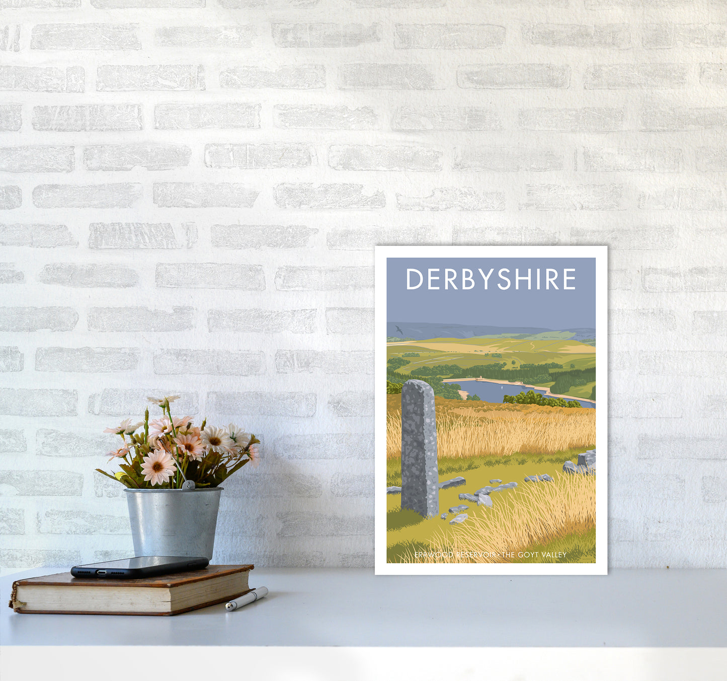 Derbyshire Errwood Travel Art Print By Stephen Millership A3 Black Frame