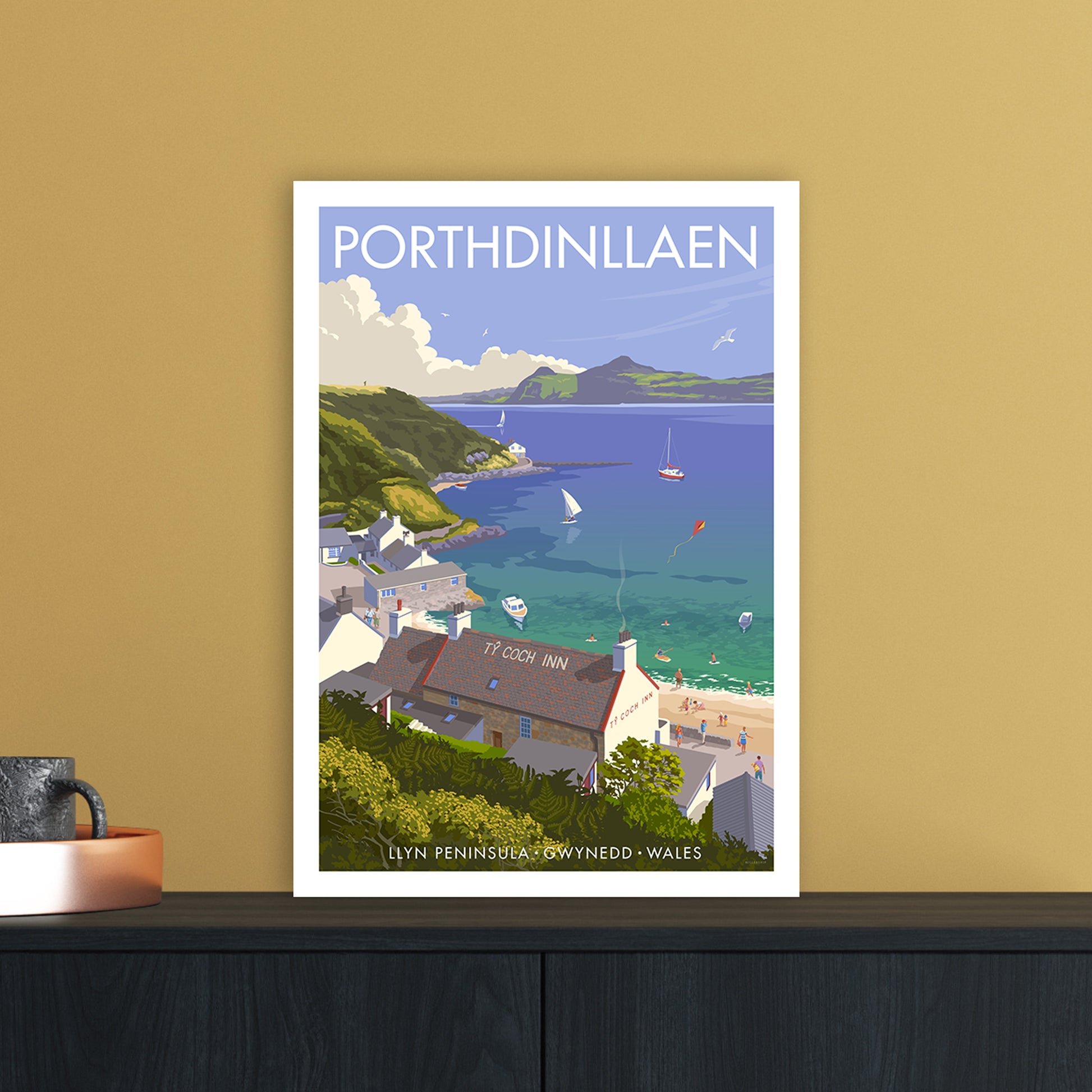 Wales Porthdinllaen Art Print by Stephen Millership A3 Black Frame