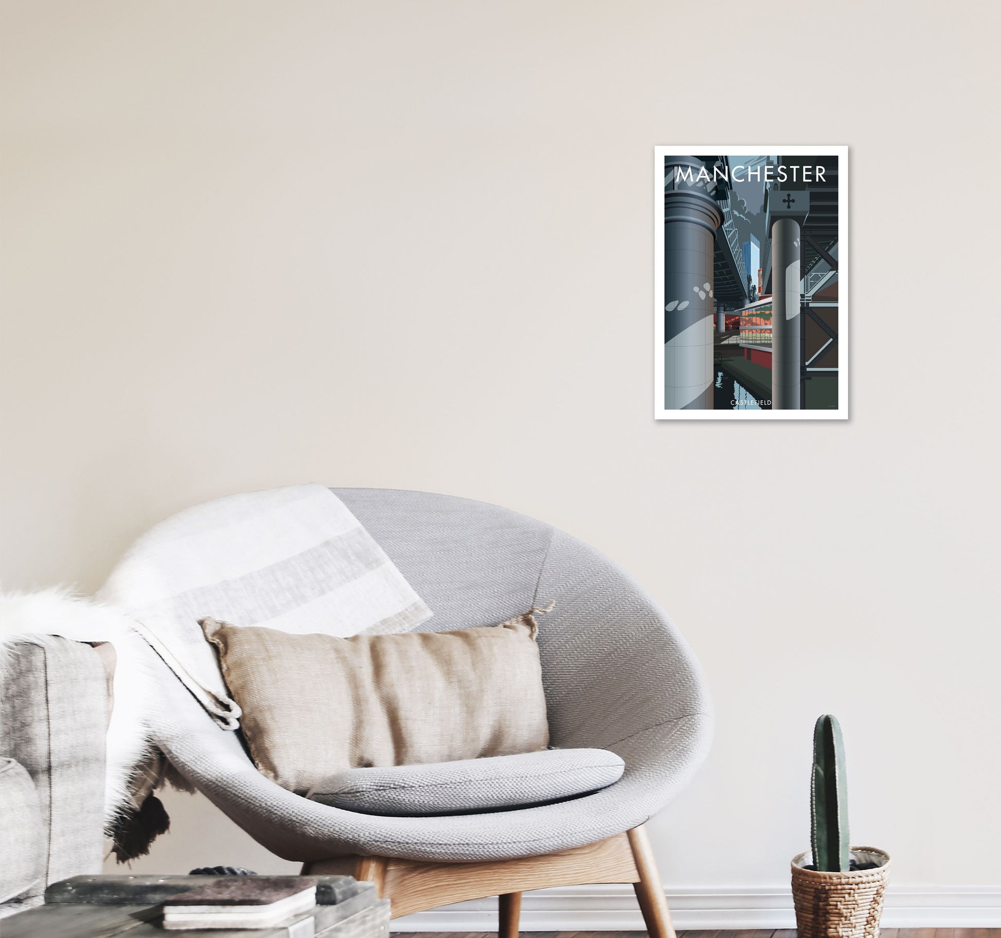 Manchester by Stephen Millership A3 Black Frame