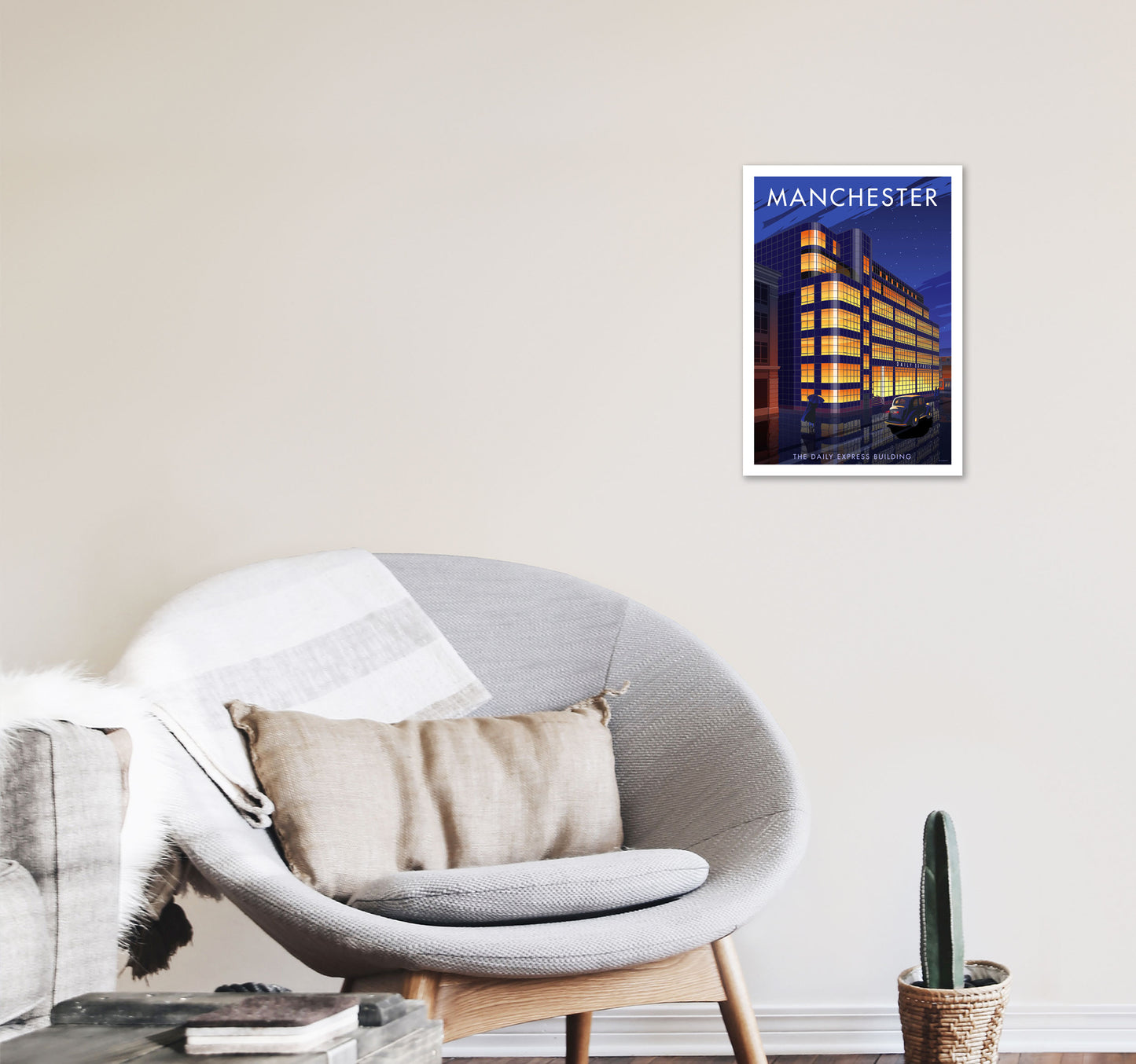 Manchester by Stephen Millership A3 Black Frame