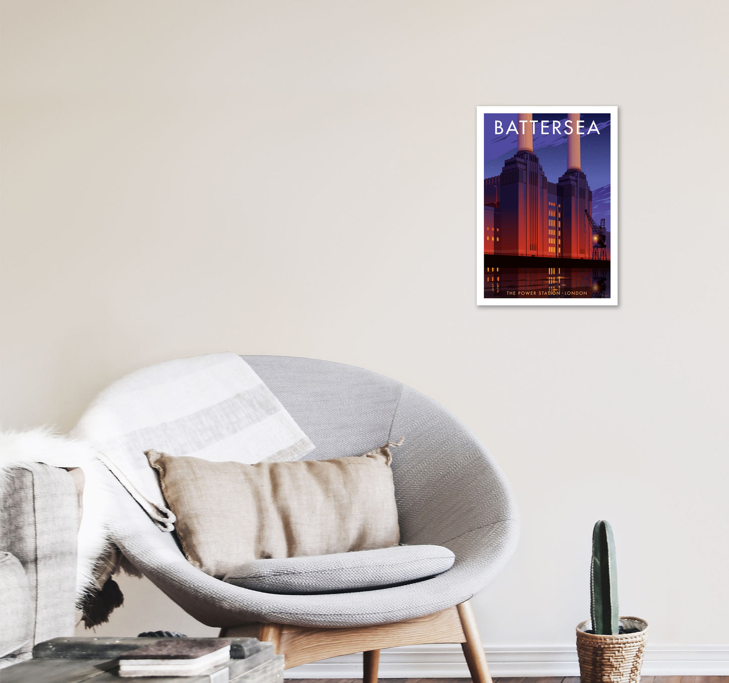 Battersea by Stephen Millership A3 Black Frame