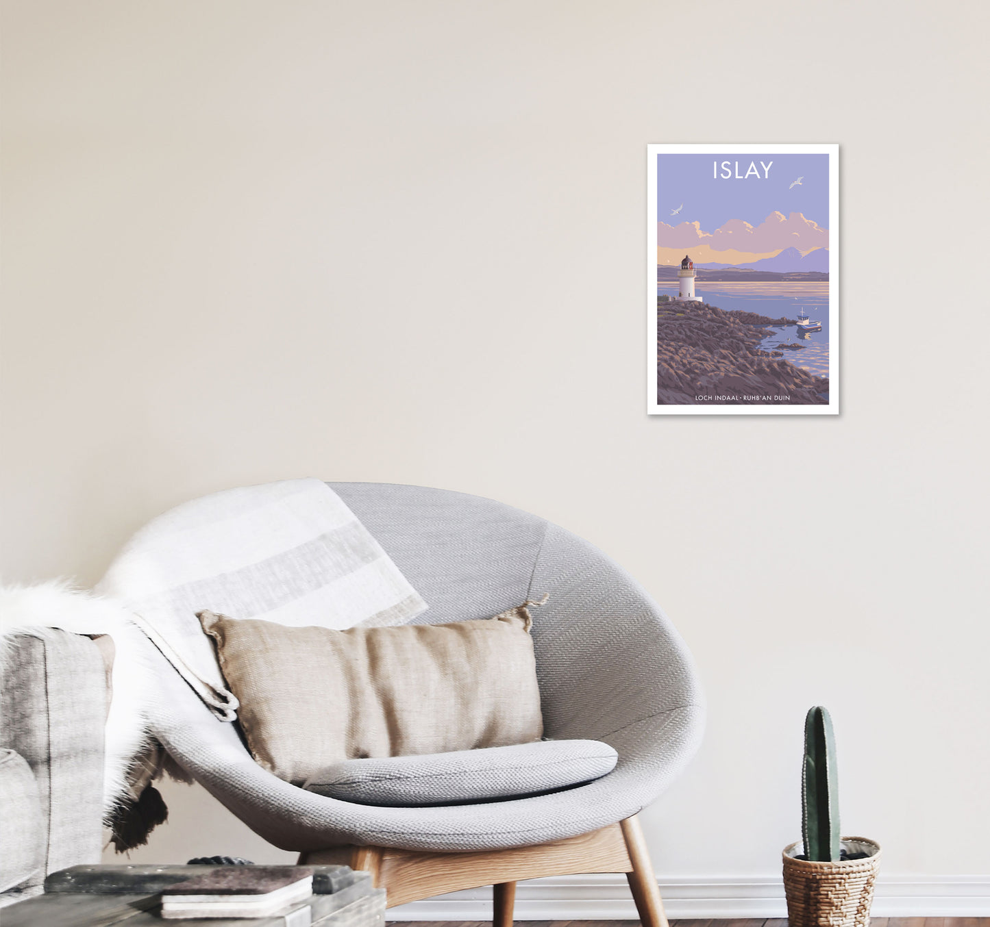Loch Indaal Islay Travel Art Print by Stephen Millership A3 Black Frame