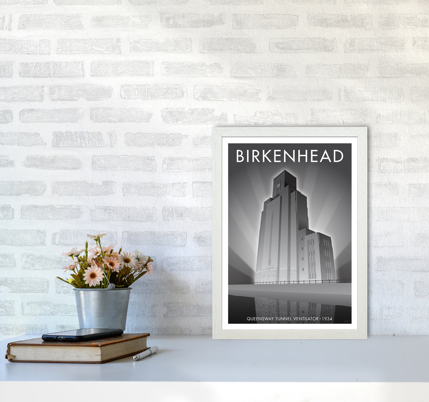 Birkenhead Queensway Tunnel Travel Art Print By Stephen Millership A3 Oak Frame