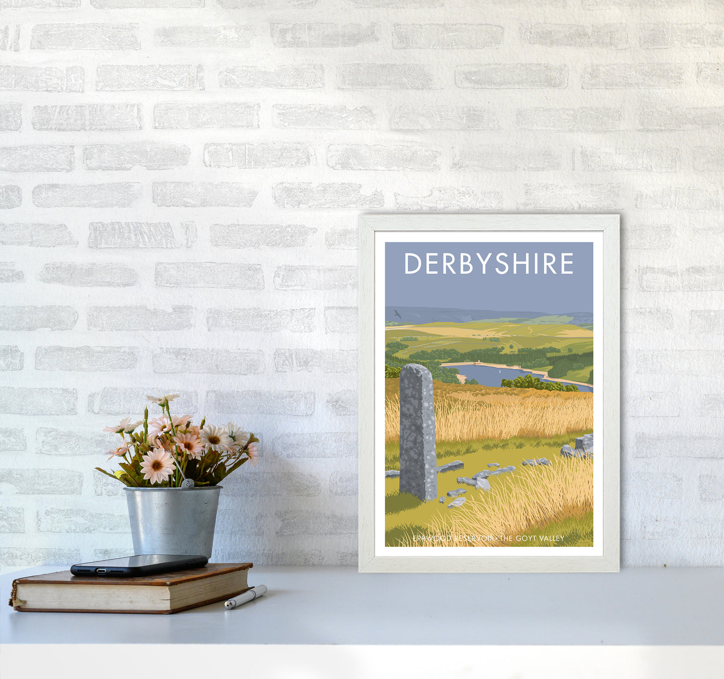 Derbyshire Errwood Travel Art Print By Stephen Millership A3 Oak Frame