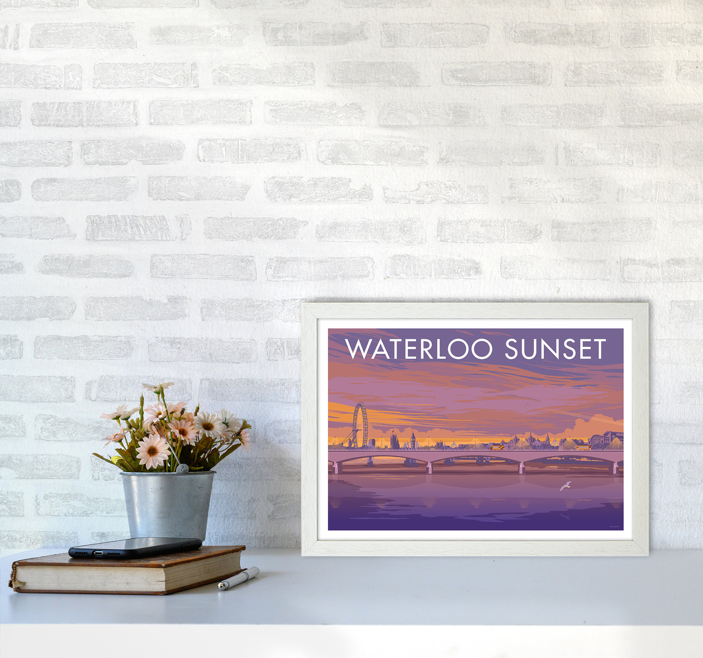 London Waterloo Travel Art Print By Stephen Millership A3 Oak Frame