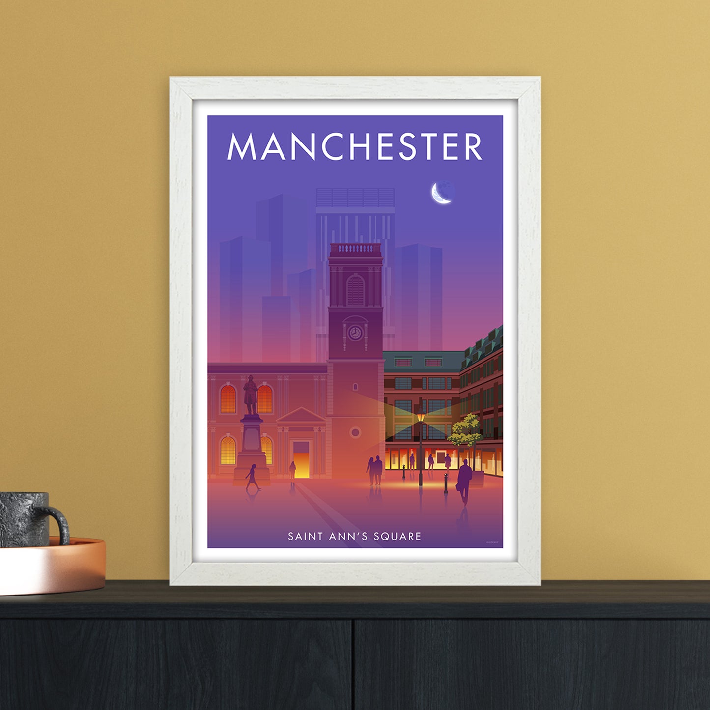 Manchester St Annes Sq Art Print by Stephen Millership A3 Oak Frame