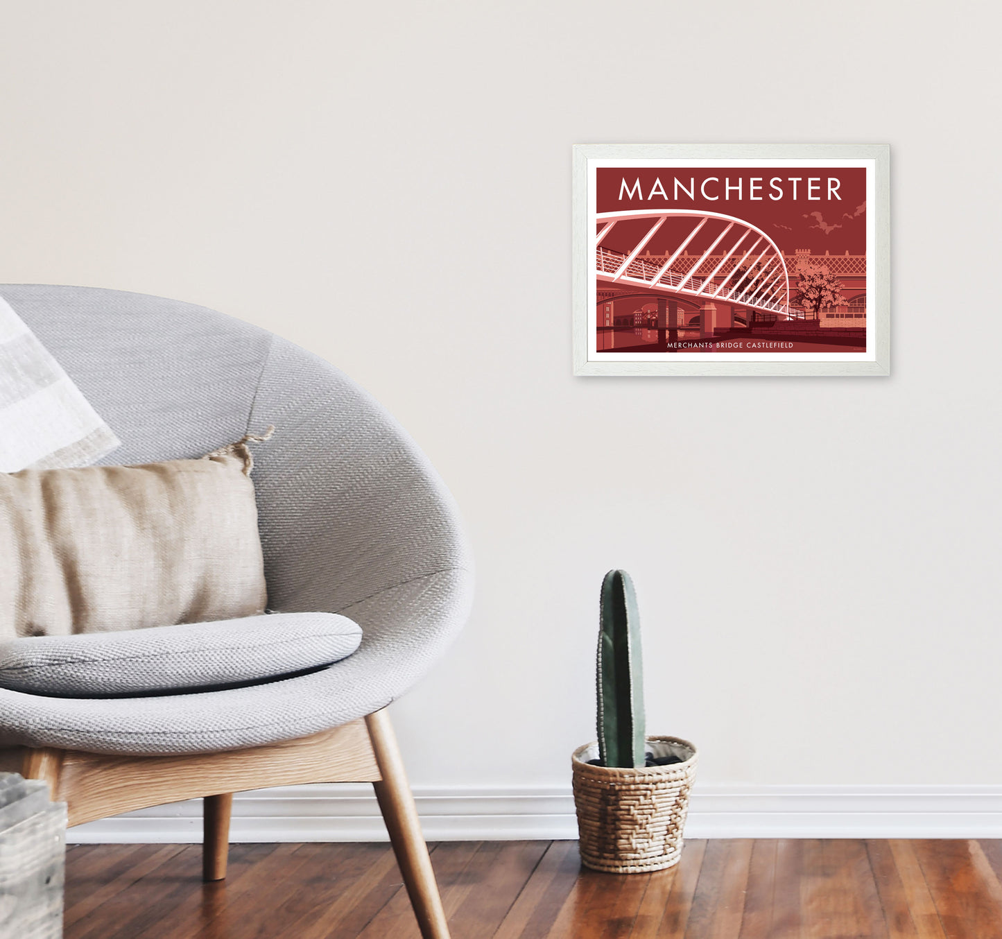 Manchester by Stephen Millership A3 Oak Frame