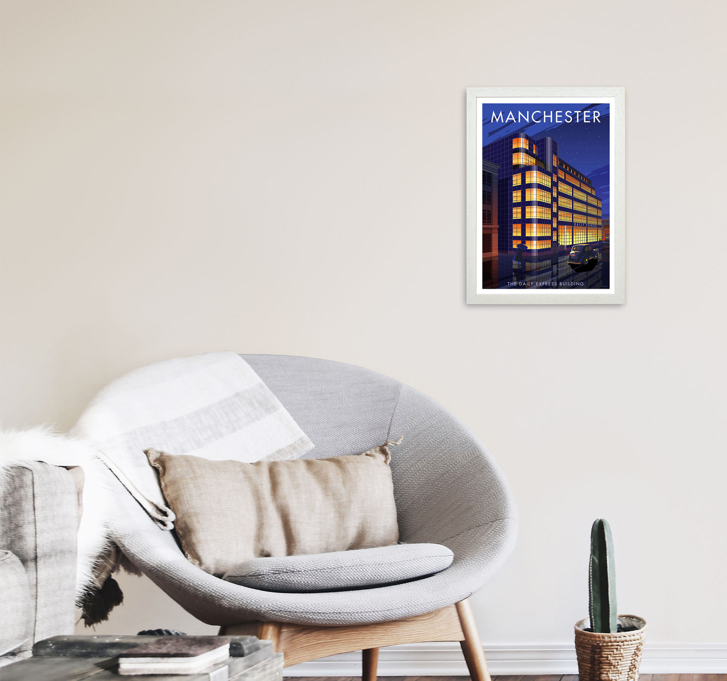 Manchester by Stephen Millership A3 Oak Frame