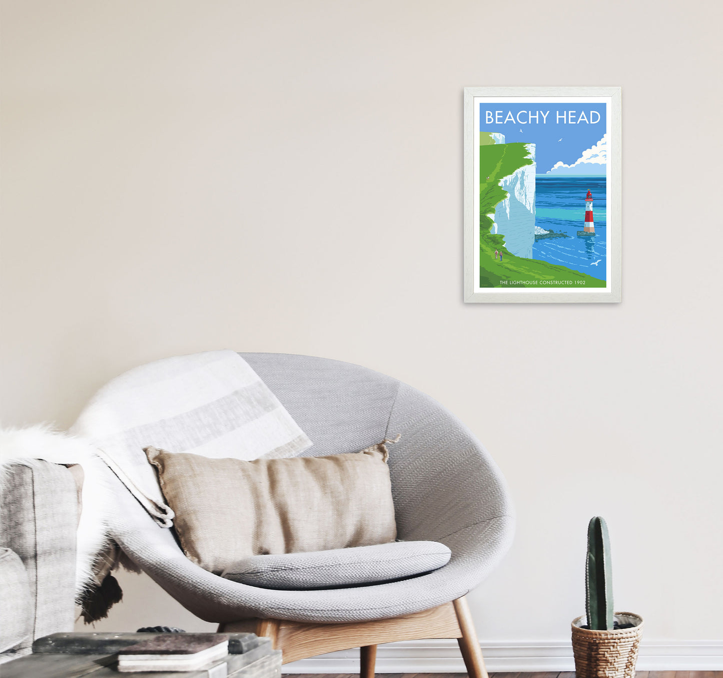 Beachy Head by Stephen Millership A3 Oak Frame