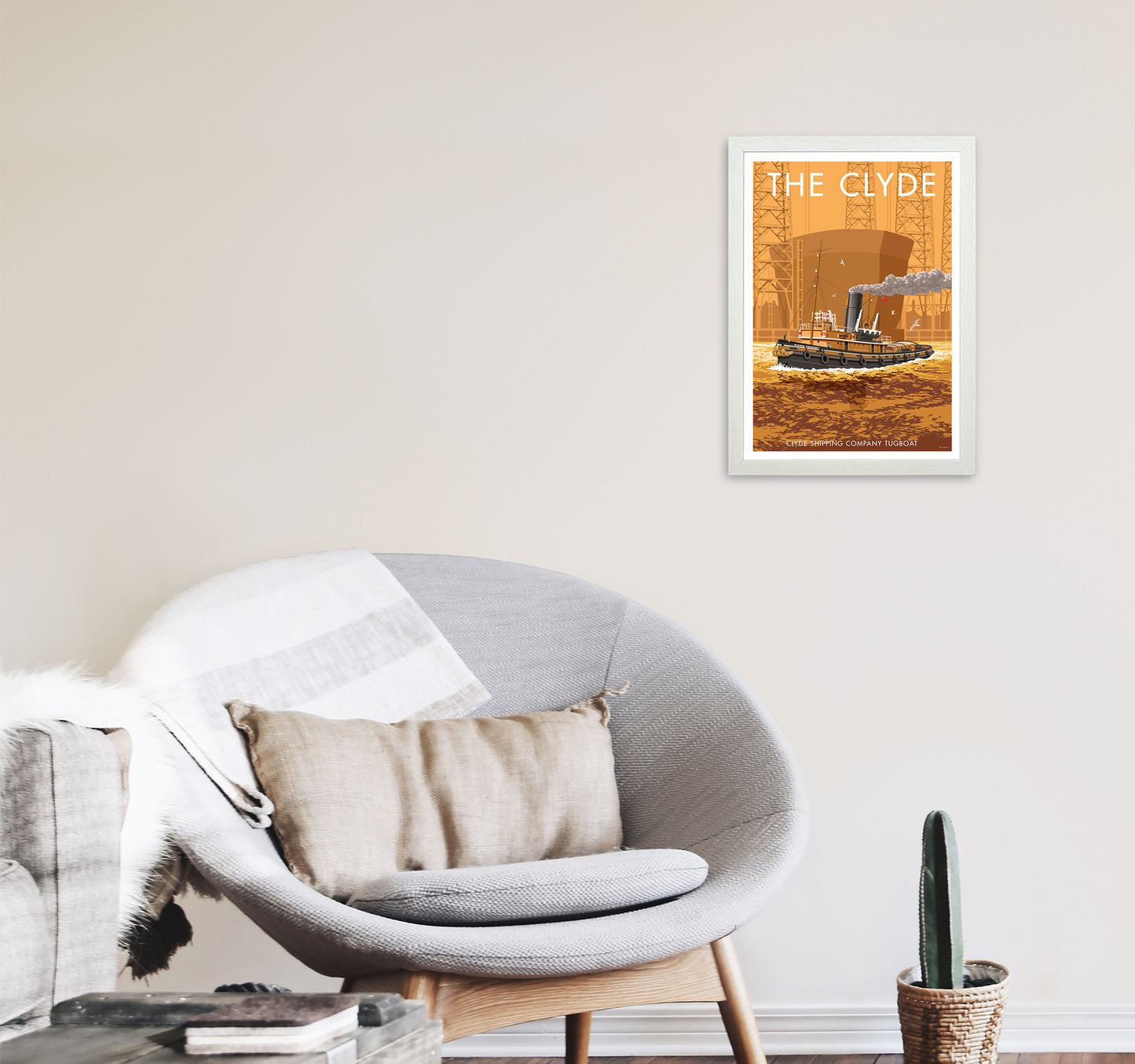 The Clyde Art Print by Stephen Millership A3 Oak Frame