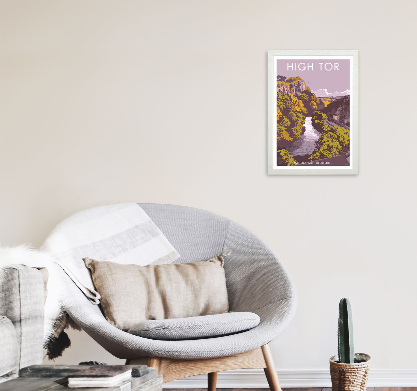High Tor Art Print by Stephen Millership A3 Oak Frame