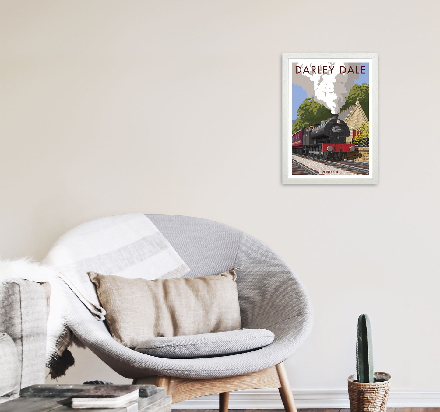 Darley Dale Derbyshire Travel Art Print by Stephen Millership A3 Oak Frame