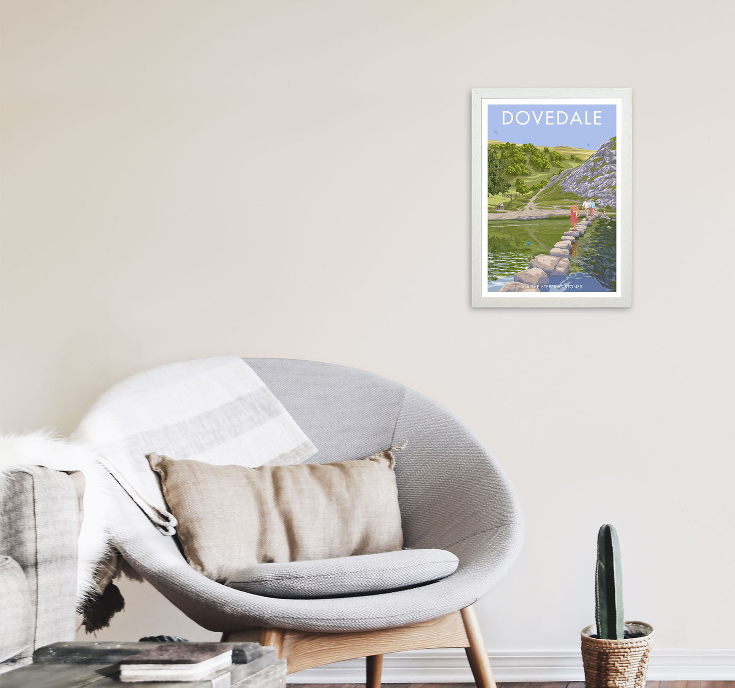 Dovedale Derbyshire Travel Art Print by Stephen Millership A3 Oak Frame