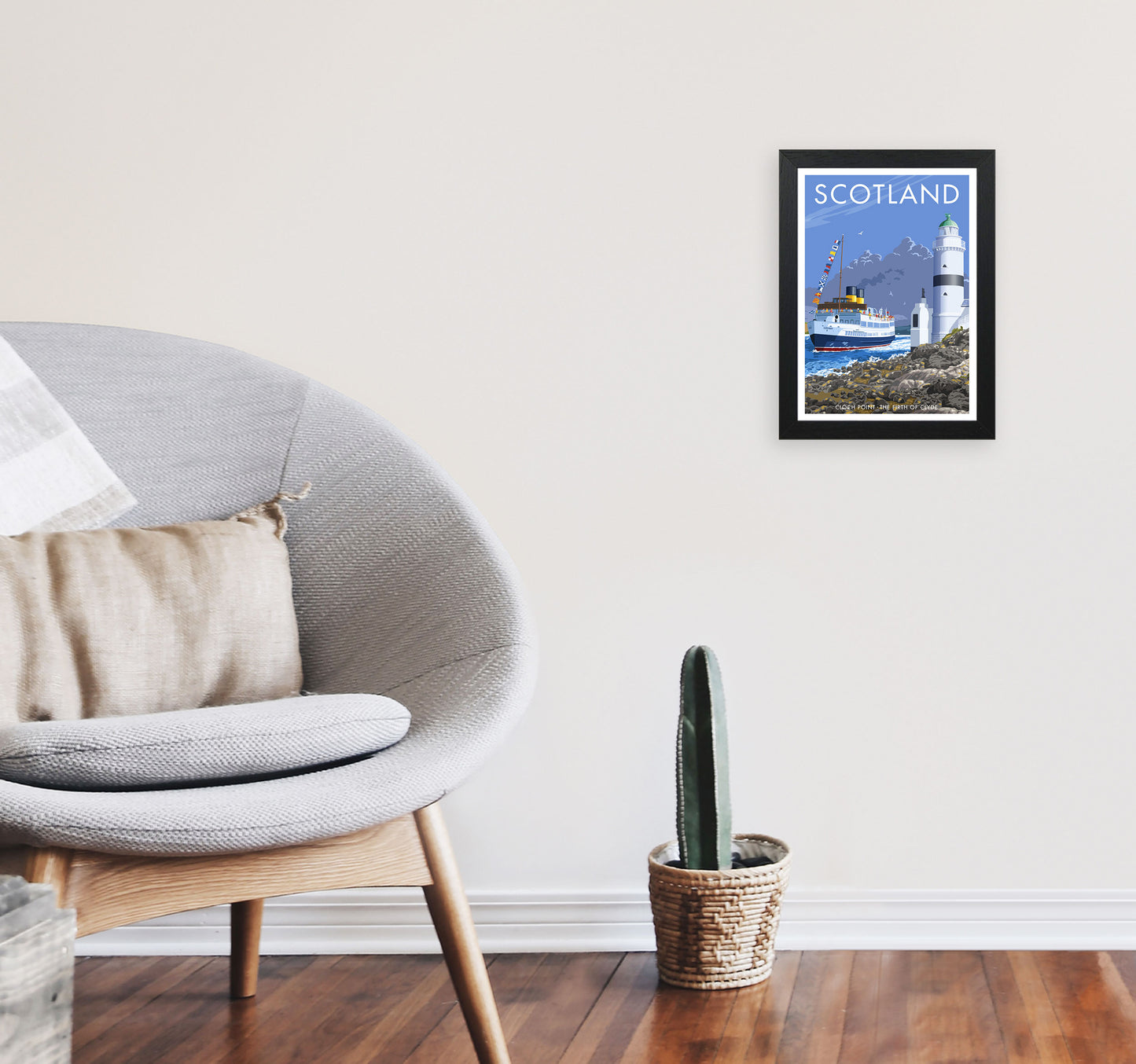 Cloch Point Scotland Framed Digital Art Print by Stephen Millership A4 White Frame