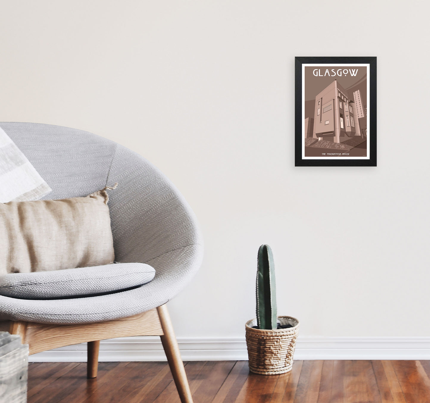 Glasgow Art Print by Stephen Millership A4 White Frame