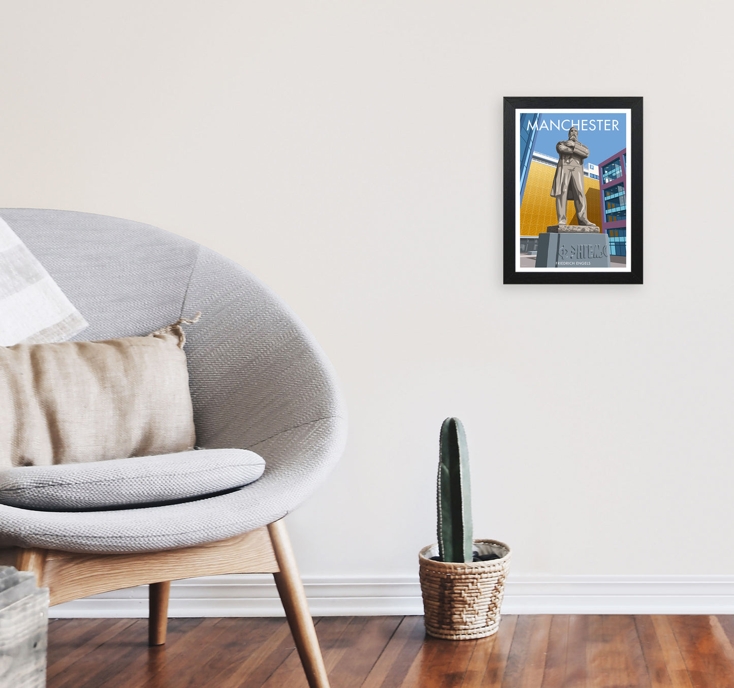 Manchester Framed Digital Art Print by Stephen Millership A4 White Frame