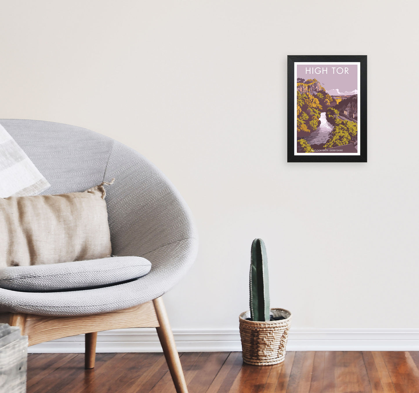 High Tor Art Print by Stephen Millership A4 White Frame