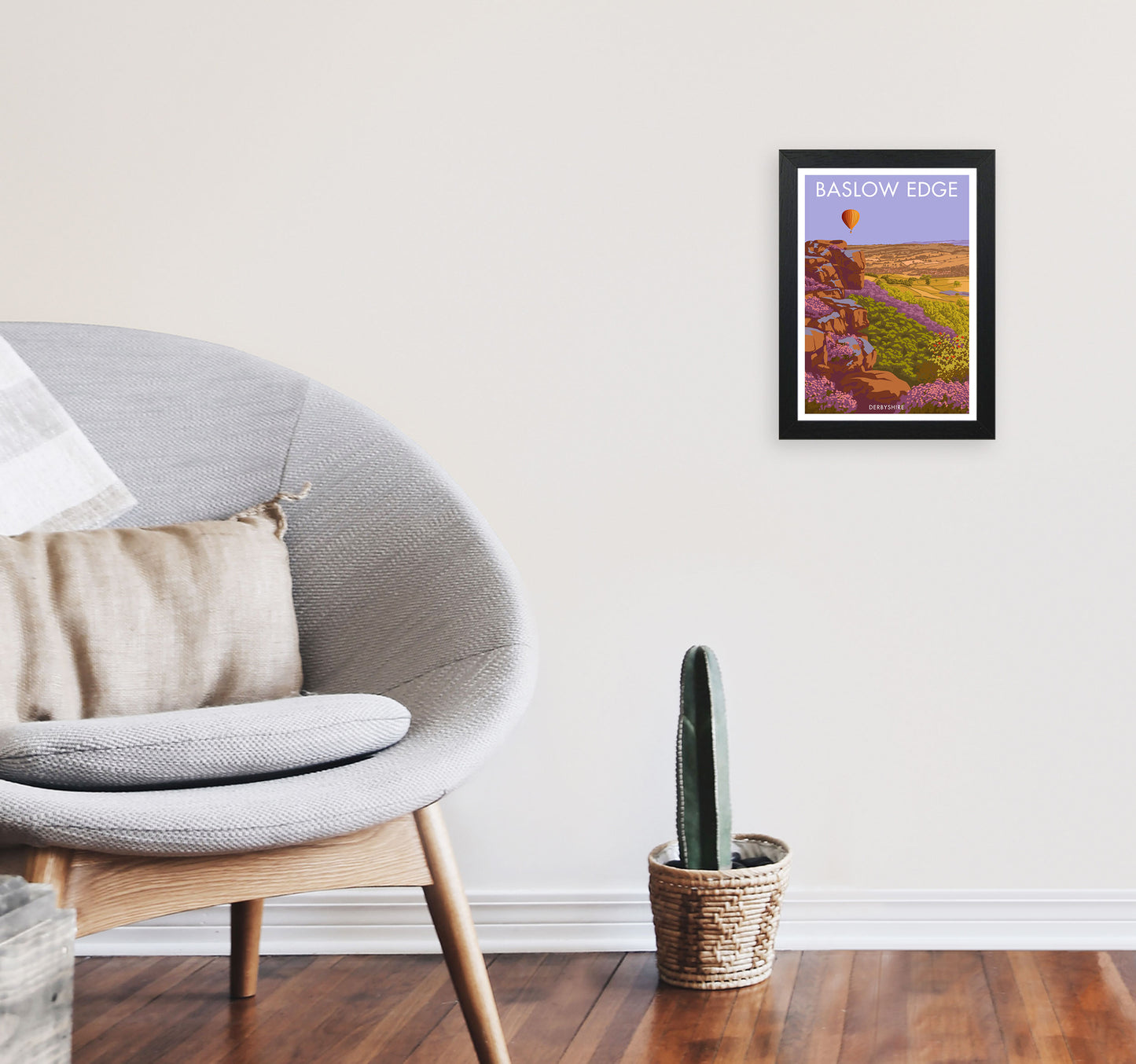 Baslow Edge Derbyshire Travel Art Print by Stephen Millership A4 White Frame