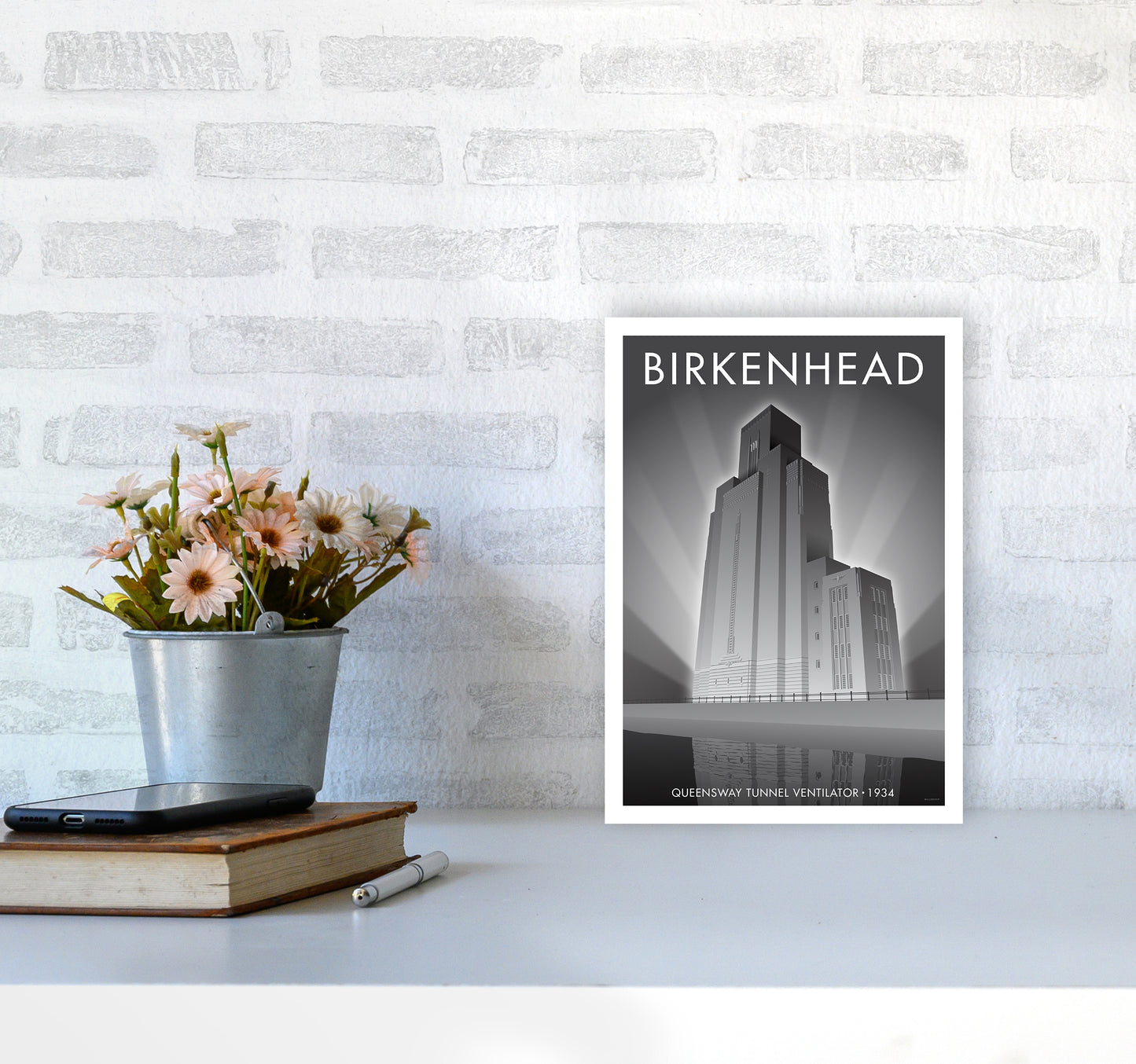 Birkenhead Queensway Tunnel Travel Art Print By Stephen Millership A4 Black Frame