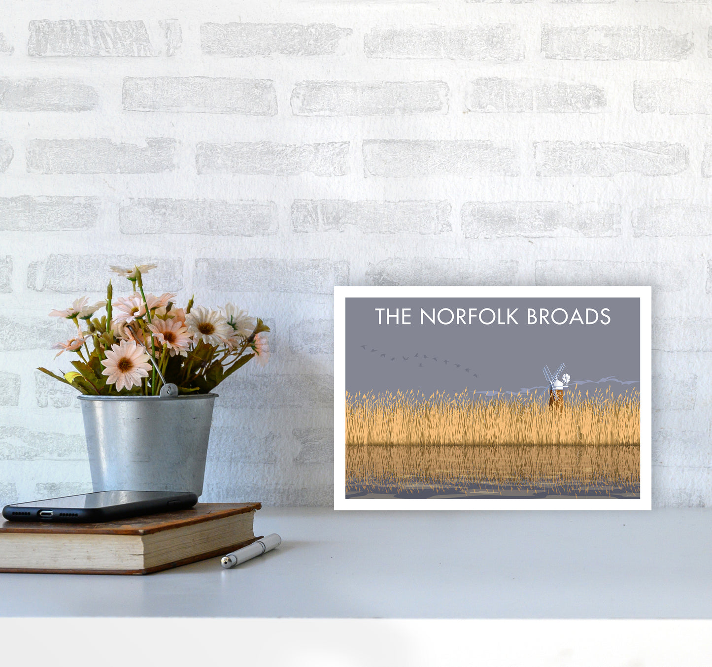 Norfolk Broads Travel Art Print By Stephen Millership A4 Black Frame