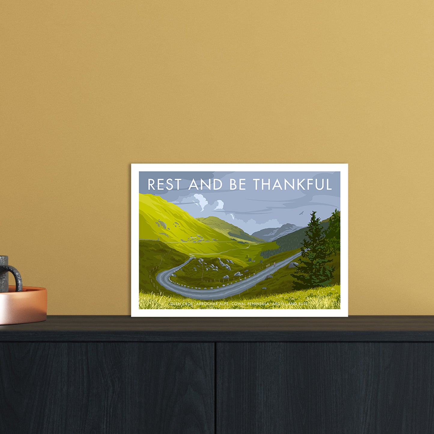 Scotland Rest And Be Thankful Art Print by Stephen Millership A4 Black Frame