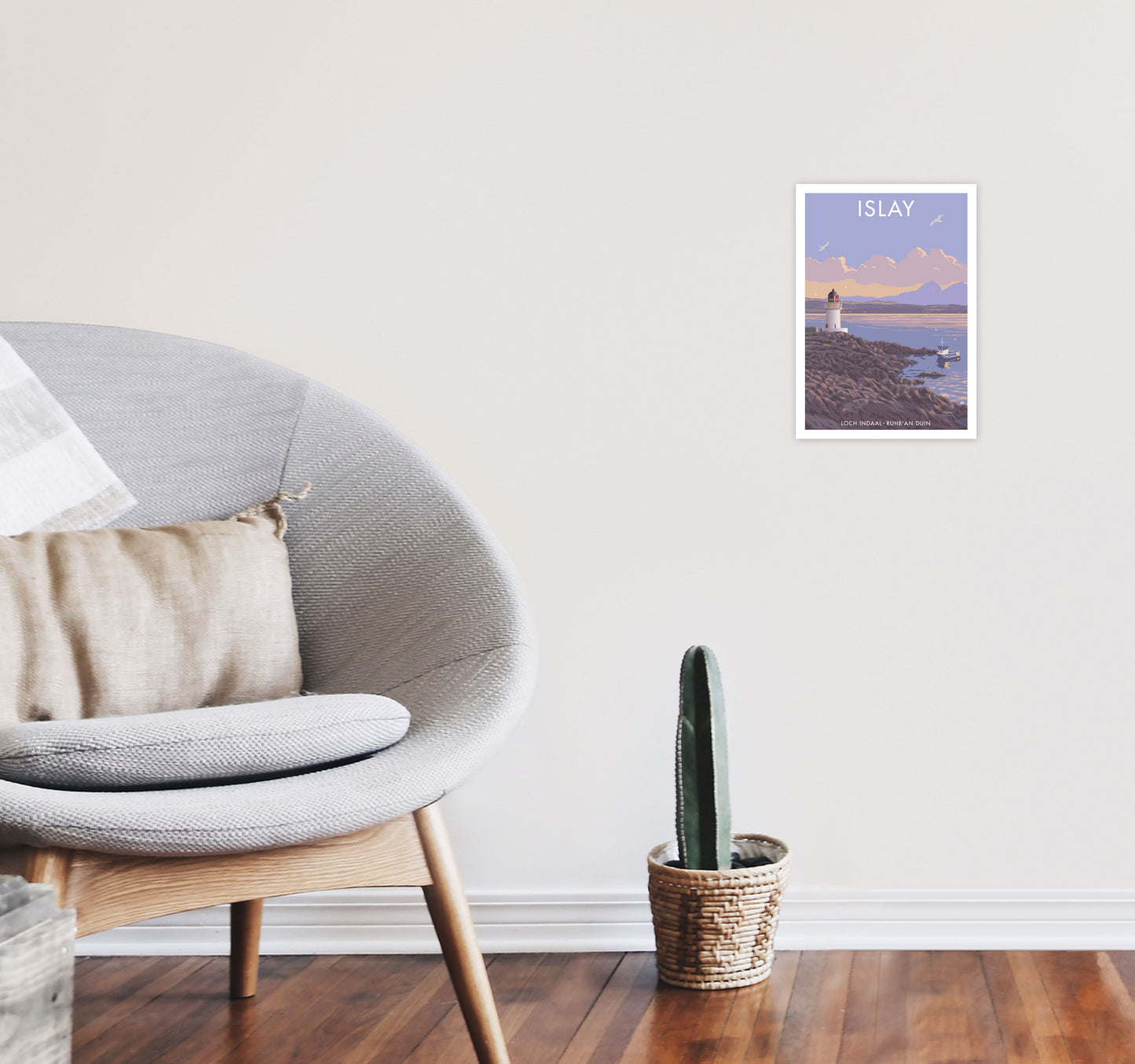 Loch Indaal Islay Travel Art Print by Stephen Millership A4 Black Frame