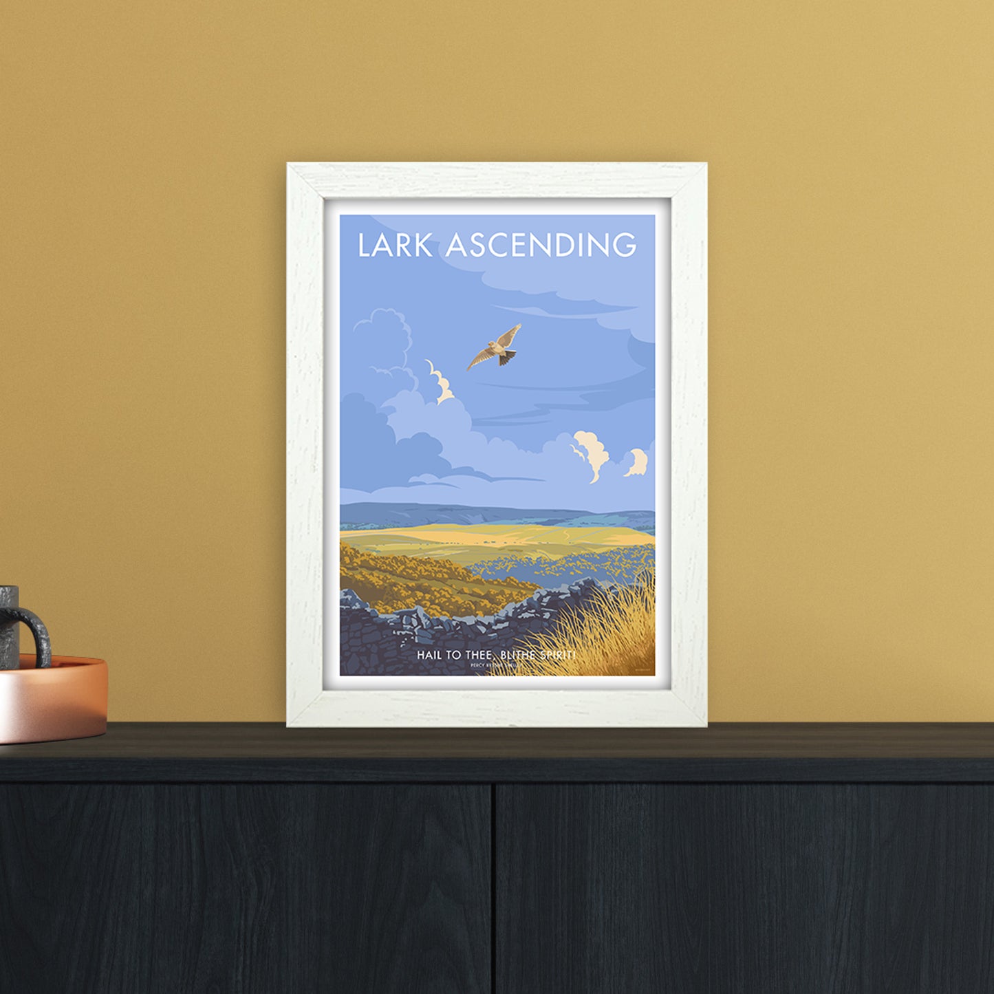 Lark Art Print by Stephen Millership A4 Oak Frame