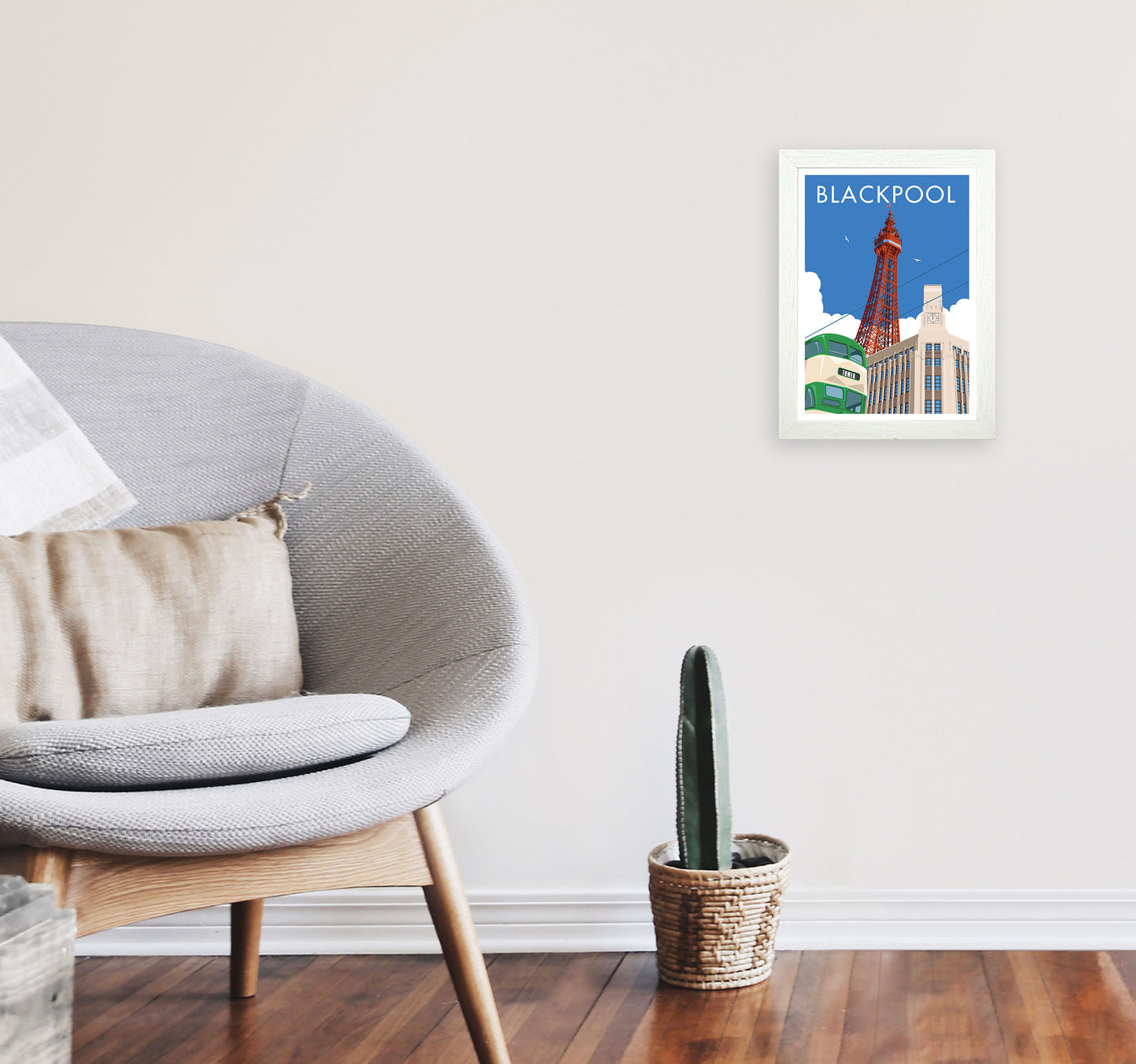 Blackpool by Stephen Millership A4 Oak Frame