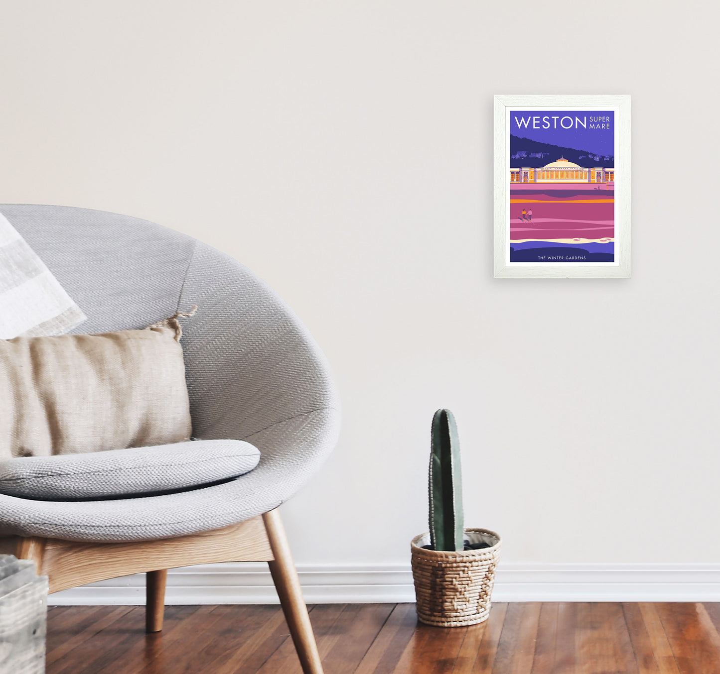 Weston-super-mare Art Print by Stephen Millership A4 Oak Frame
