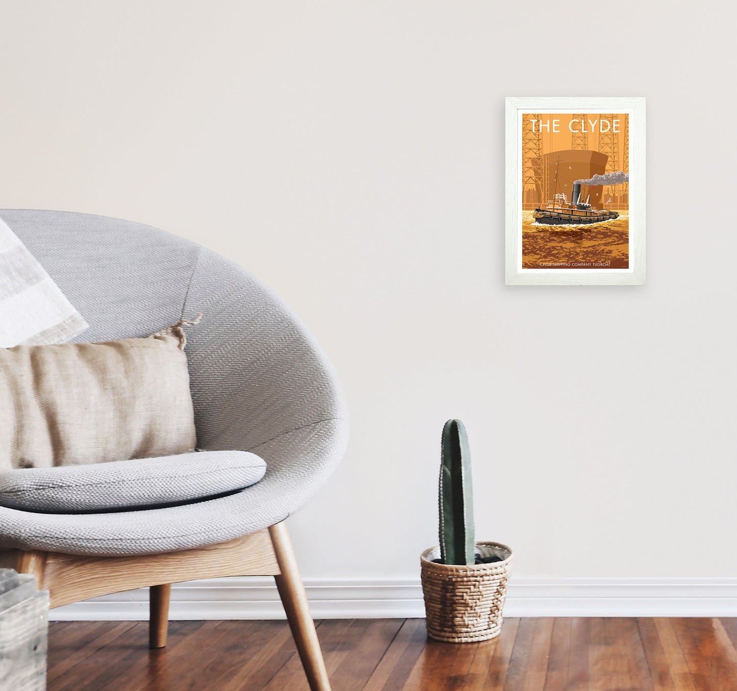 The Clyde Art Print by Stephen Millership A4 Oak Frame