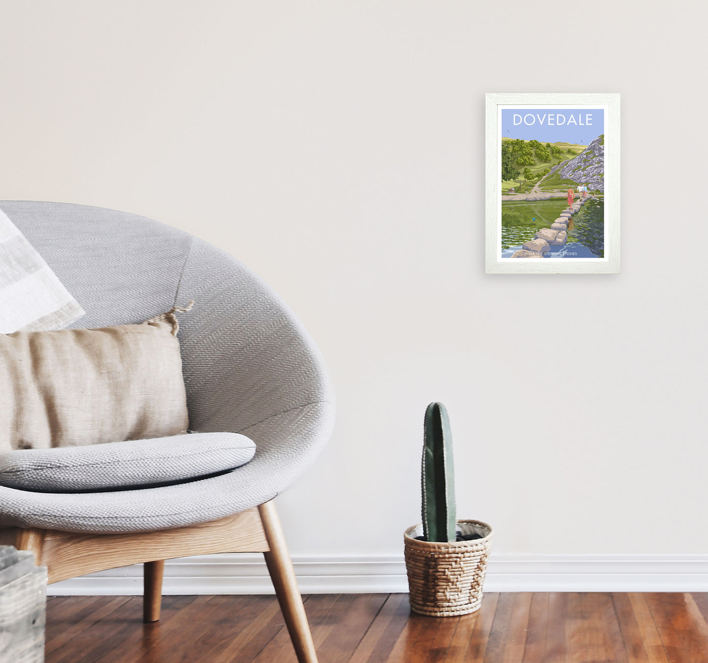 Dovedale Derbyshire Travel Art Print by Stephen Millership A4 Oak Frame