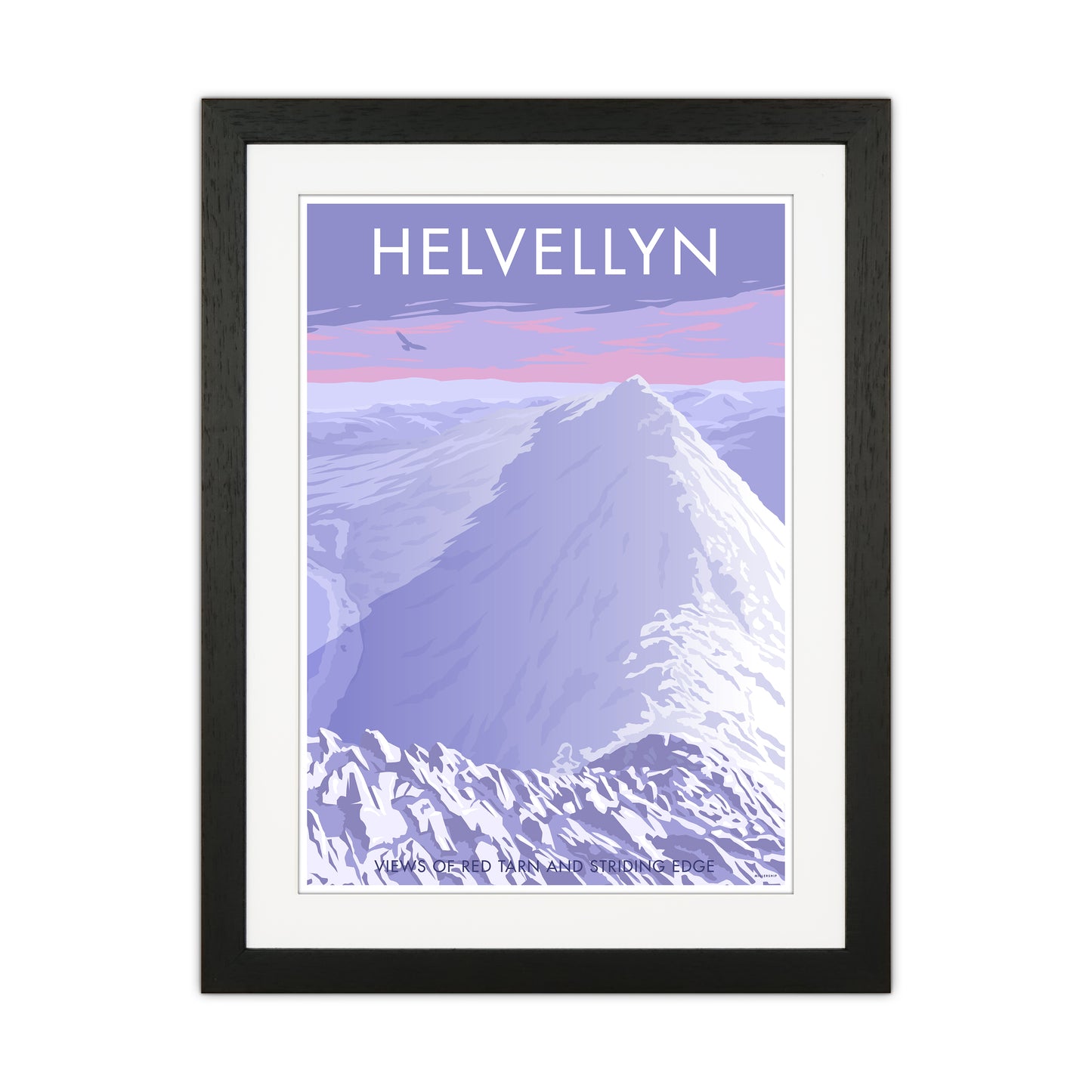 The Lakes Helvellyn Winter Travel Art Print By Stephen Millership Black Grain