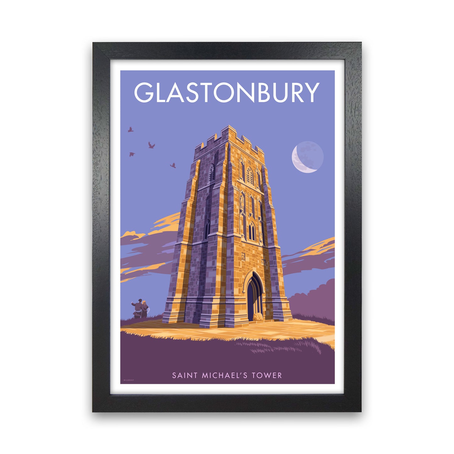 Saint Michael's Tower Glastonbury Art Print by Stephen Millership Black Grain
