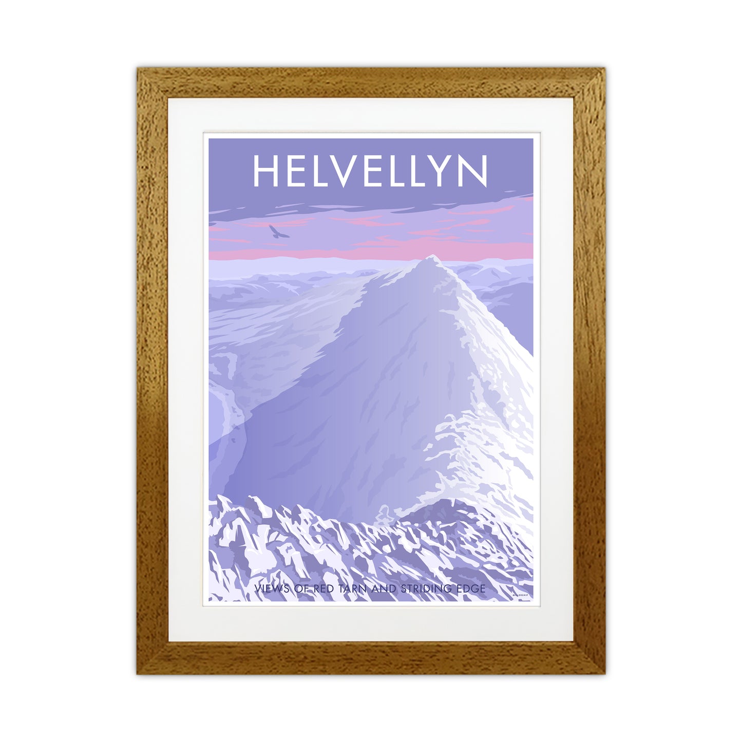 The Lakes Helvellyn Winter Travel Art Print By Stephen Millership Oak Grain